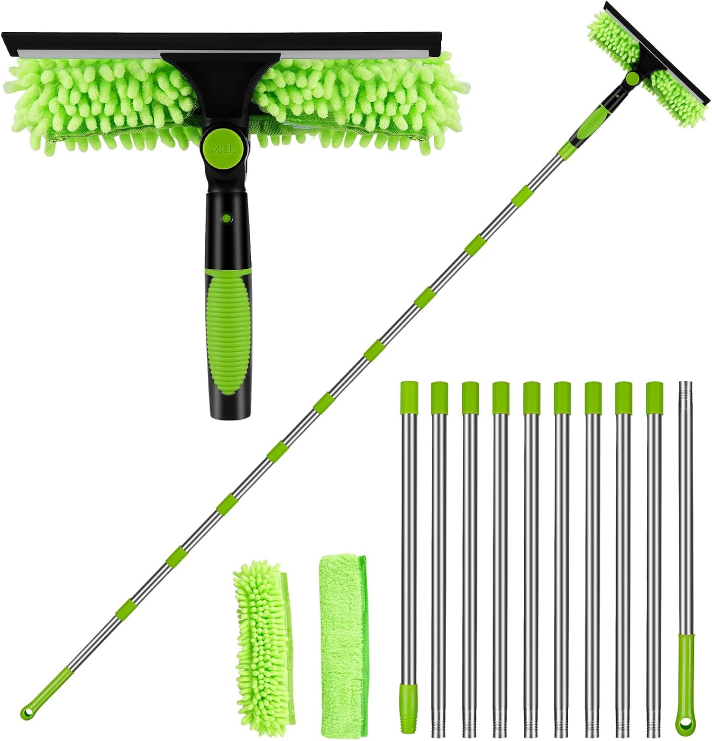 Detalle de lameico 1 telescopische raamwisser, 4,5 m, 2-in-1, groen