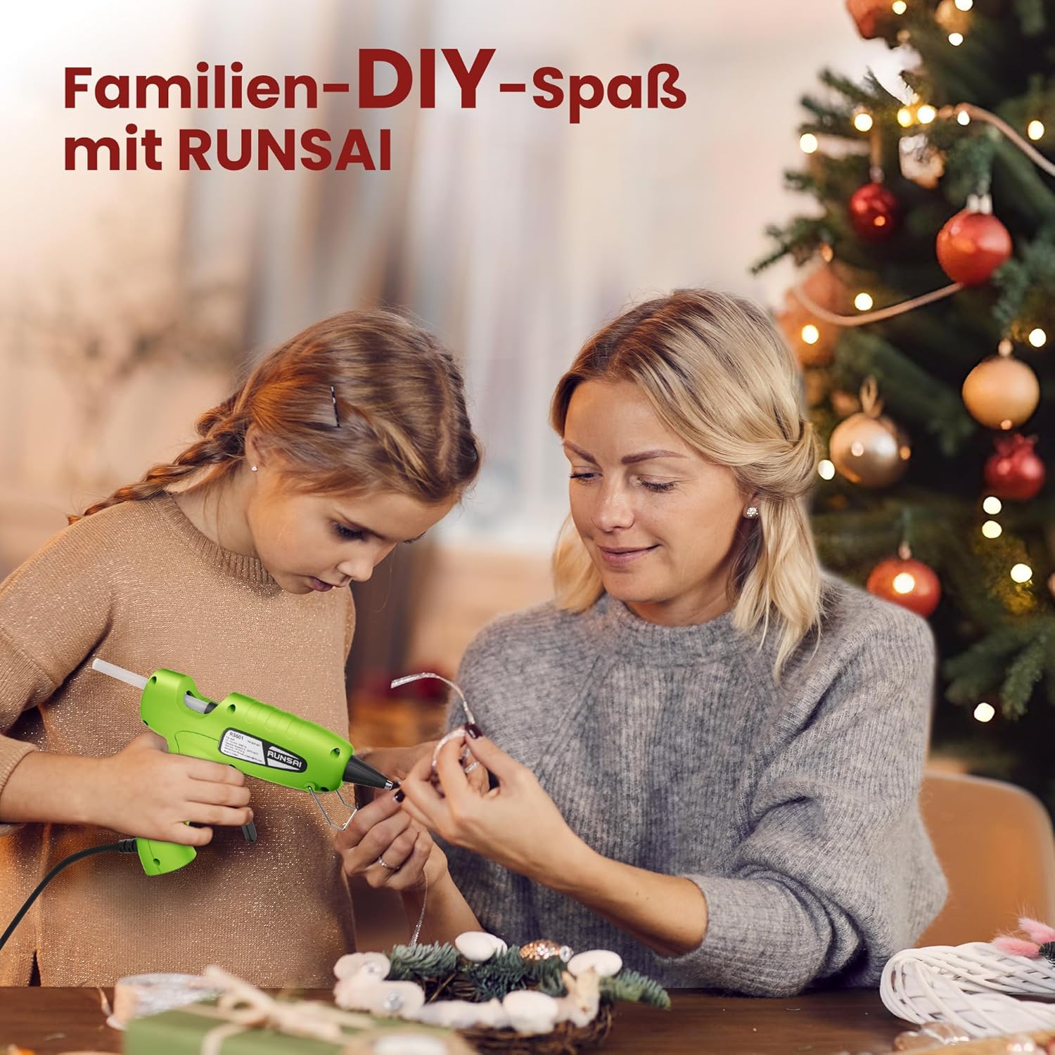 Thumbnail 1 de RUNSAI Heißklebepistole mit 30 Klebepistole Sticks, 7 mm – schnelle Erwärmung & ohne Tropfen