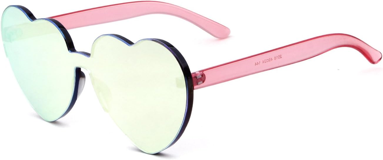 Detalle de ADEWU Lunettes de soleil sans monture en forme de cœur – Lunettes candy color pour filles