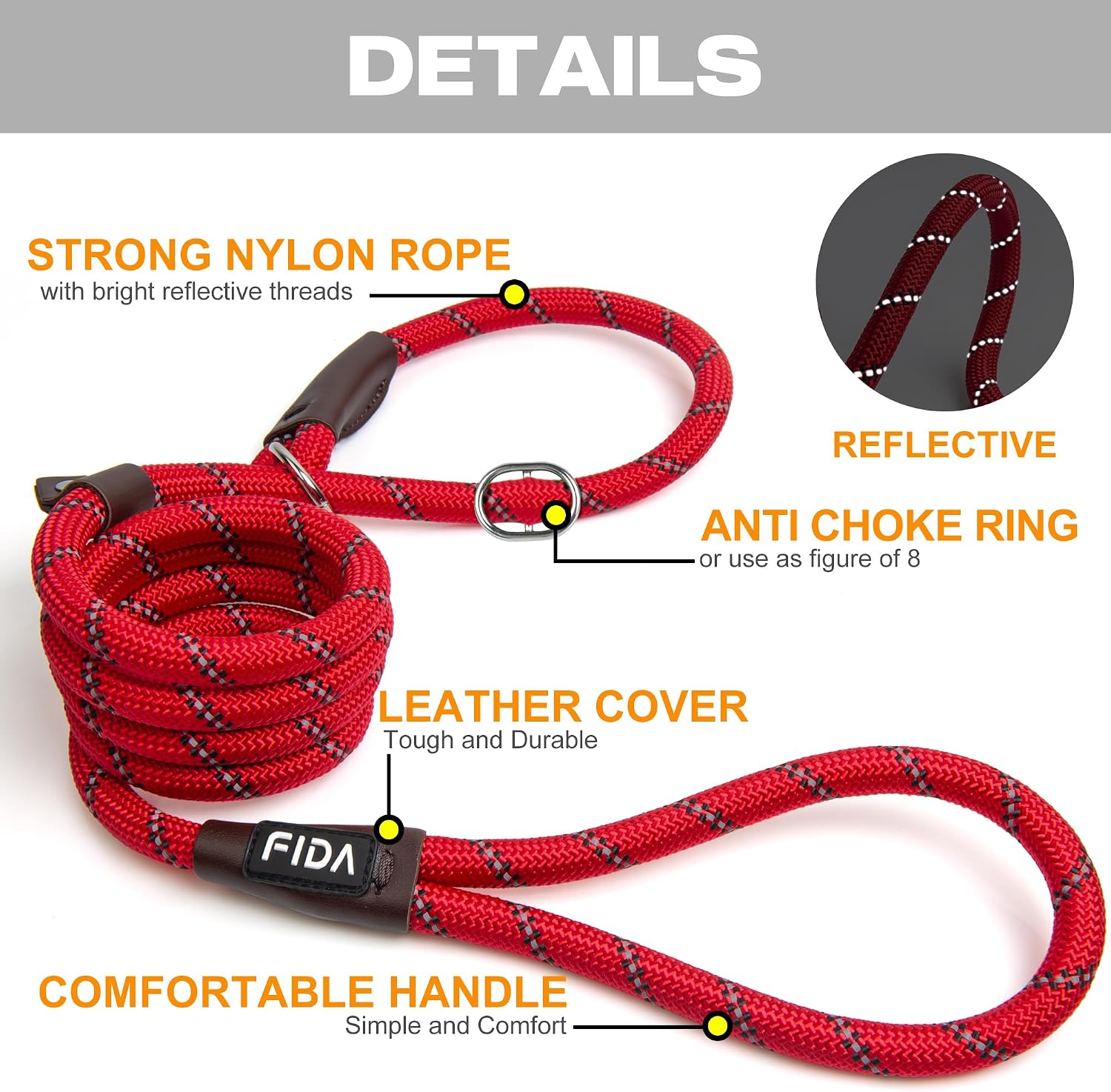 Detalle 2 de Slip lead leash for dogs 1.8m rope
