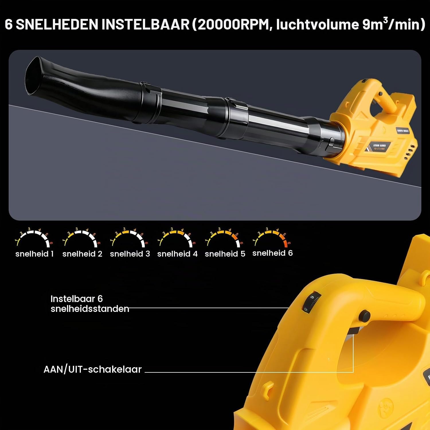 Thumbnail 4 de Powarobor YD-CYJ1802 accu-bladblazer voor DeWalt 18 V, 6 snelheden