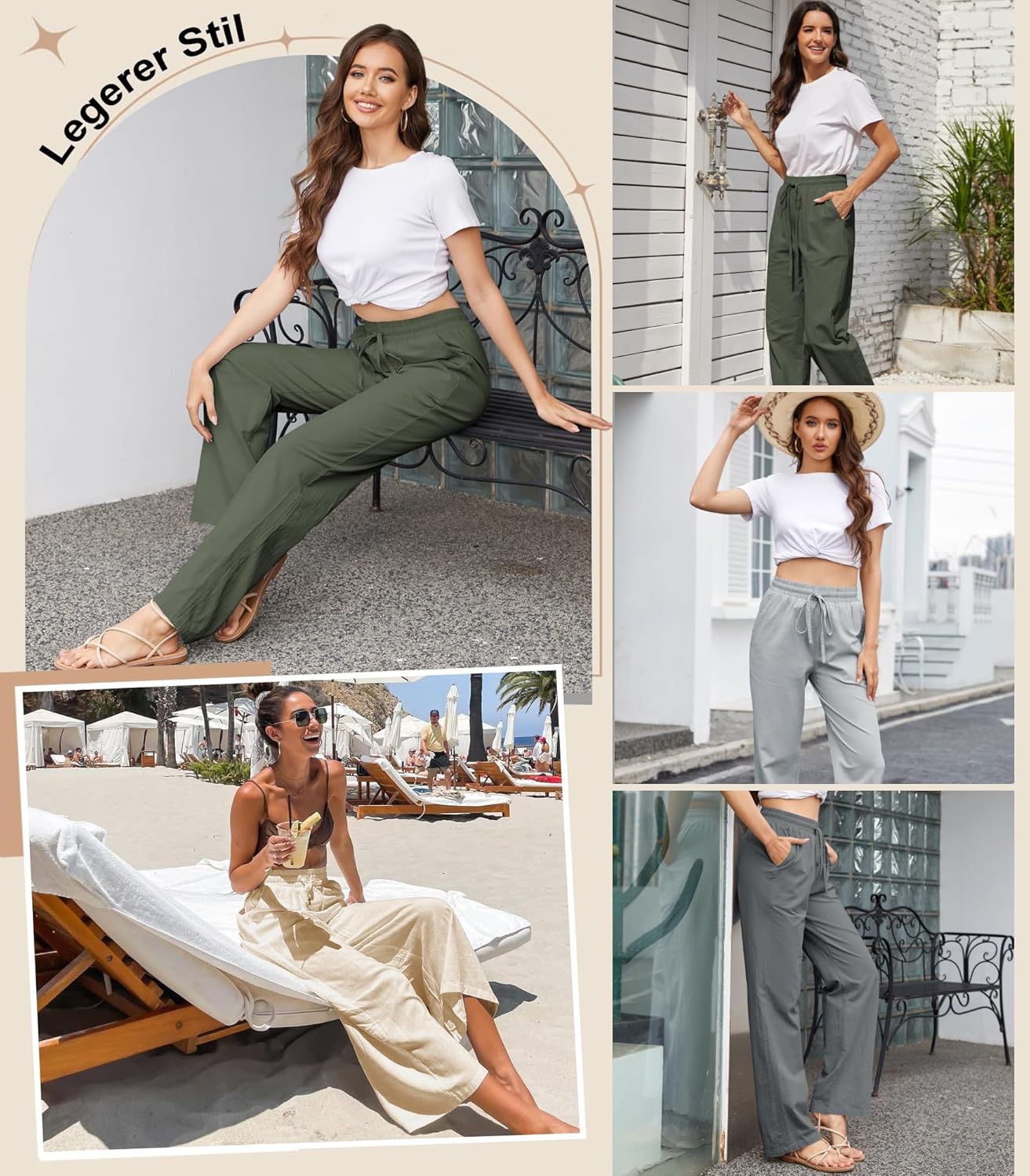 Thumbnail 3 de Leinenhose für Damen gerade geschnitten
