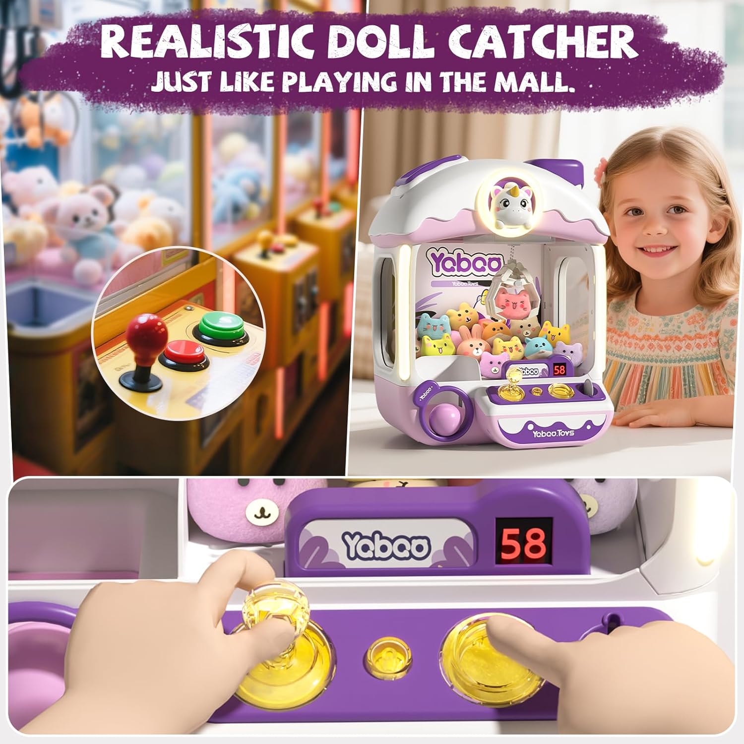 Thumbnail 3 de Large Claw Machine for Kids Unicorns — Electronic Vending-Style Prize Dispenser Toy