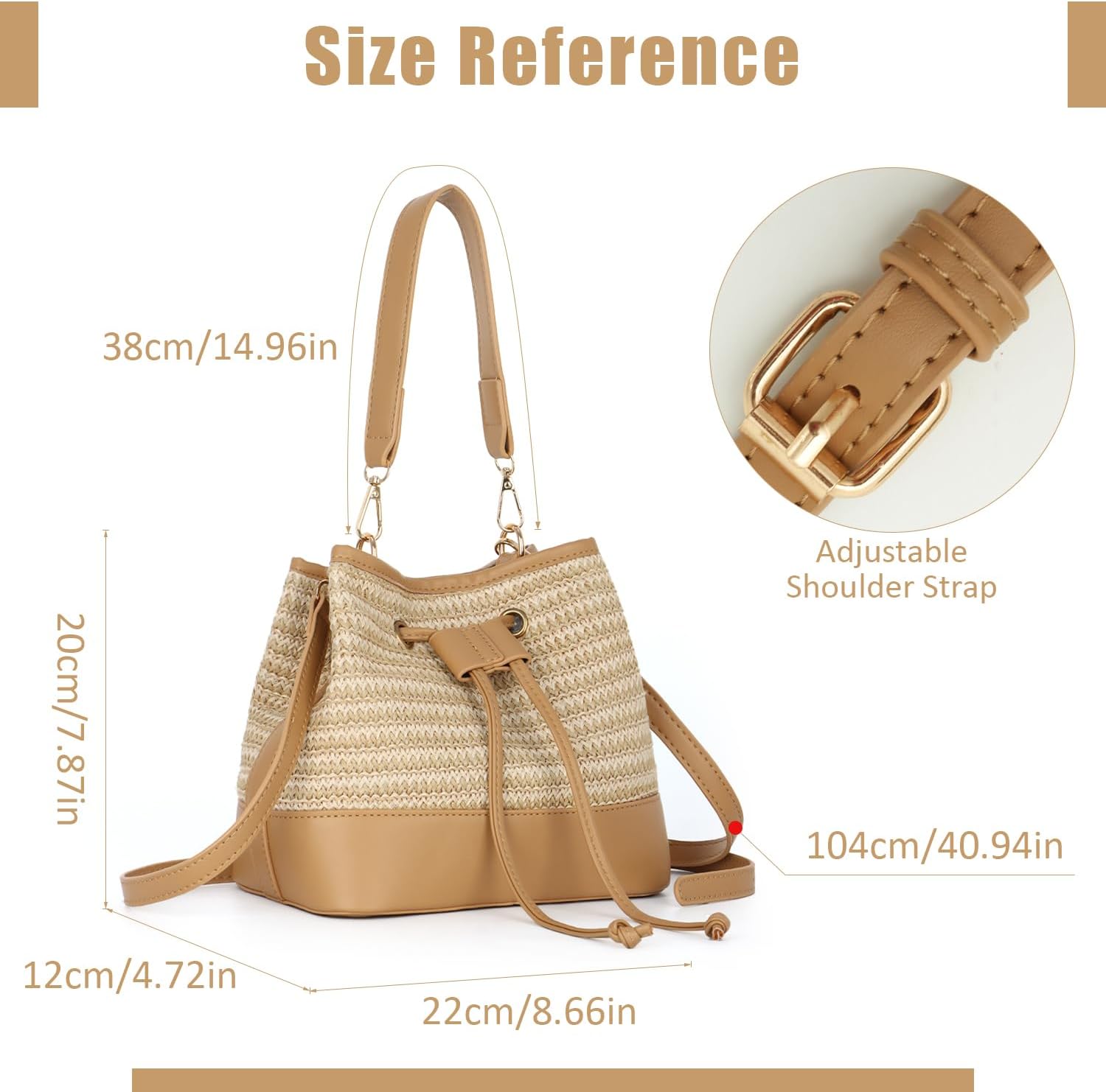 Detalle 2 de Freiesoldaten Straw Bucket Bag Drawstring Shoulder