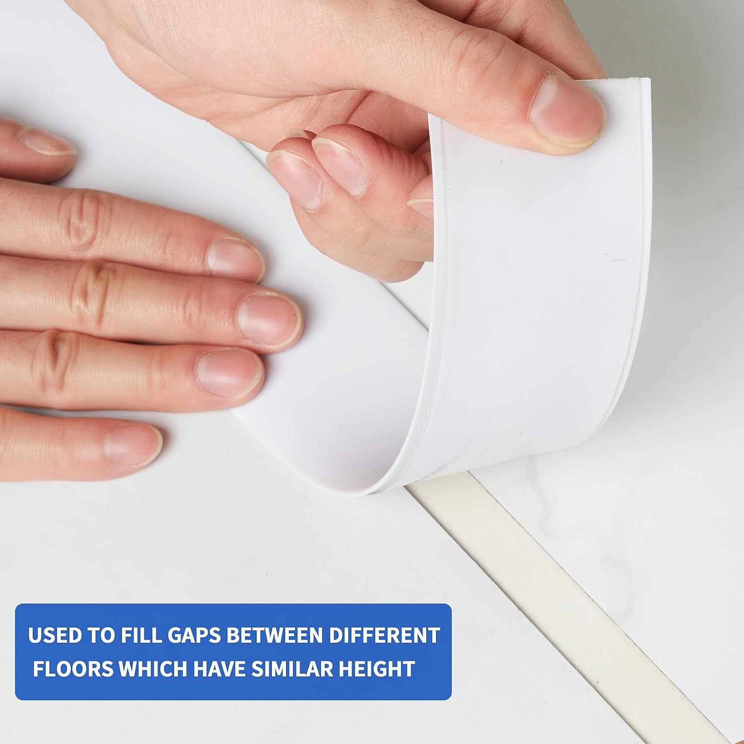 Detalle de 2M PVC Laminate Flooring Threshold Transition Strip, White (7.6cm) – Self-Adhesive Door Bar for Doorways