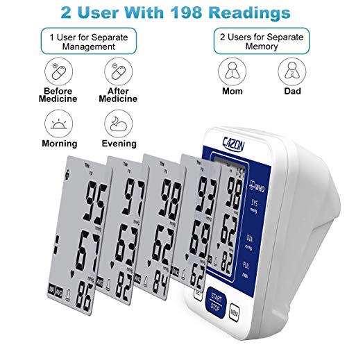 Detalle de CAZON Blood Pressure Monitor with Large Cuff (22-40cm) for Home Use