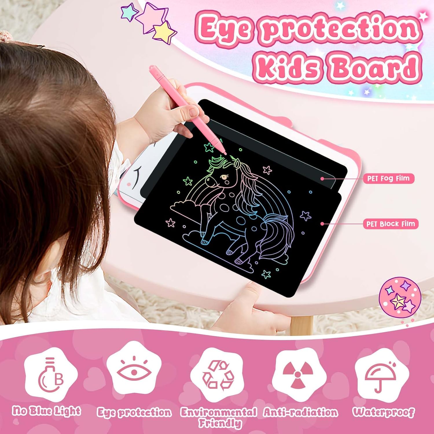 Thumbnail 2 de Teriph 8.5-Inch LCD Writing Tablet for Kids – Unicorn Pink (Education Draw & Doodle Board for Ages 3–8)