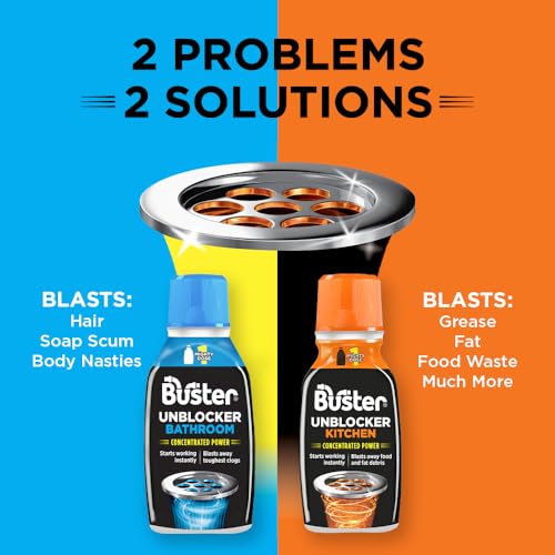 Detalle de Buster Bathroom Drain Unblocker (Pack of 3 x 300ml) – Fast, effective plughole clear