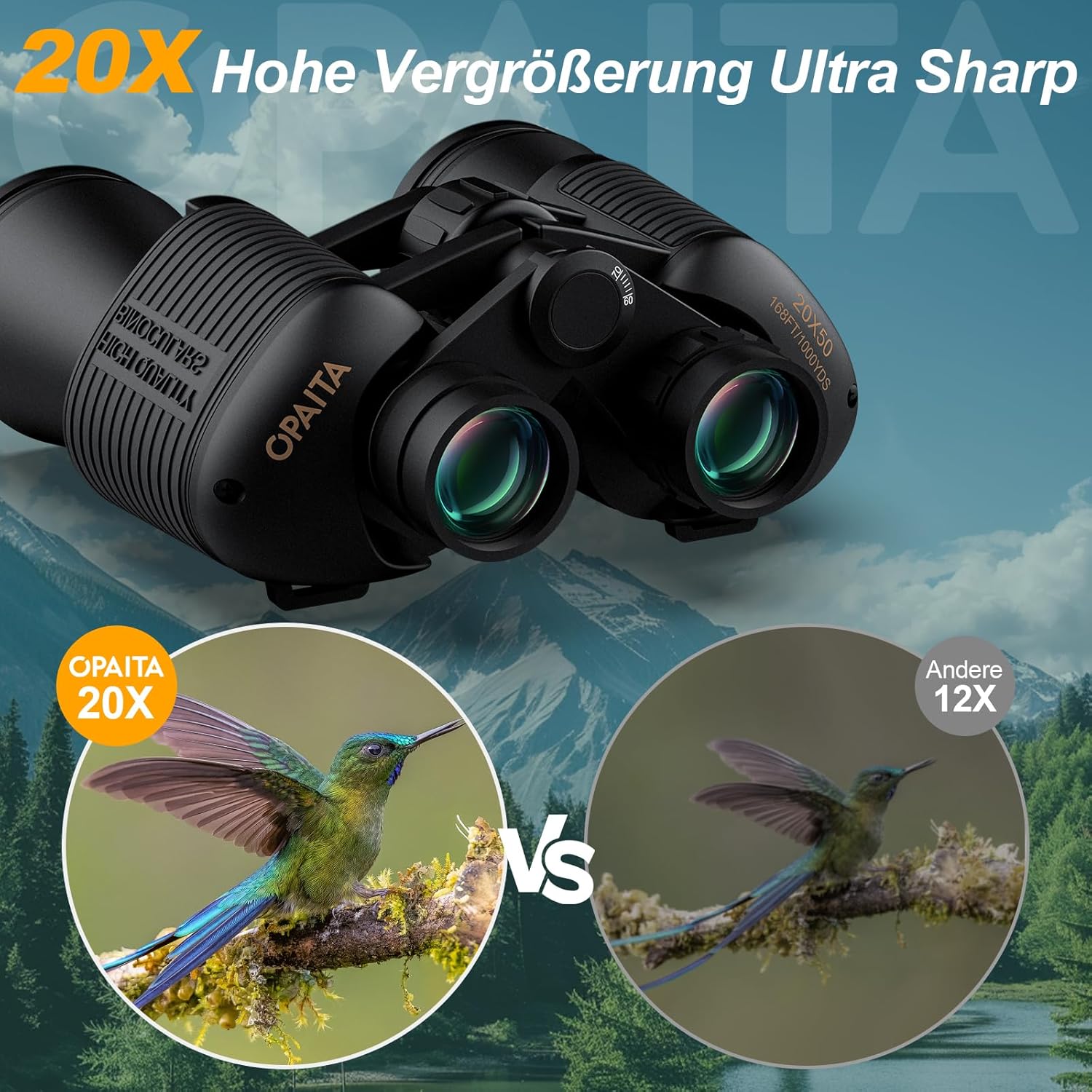 Thumbnail 1 de Opaita 20x52 Fernglas 20× Vergrößerung