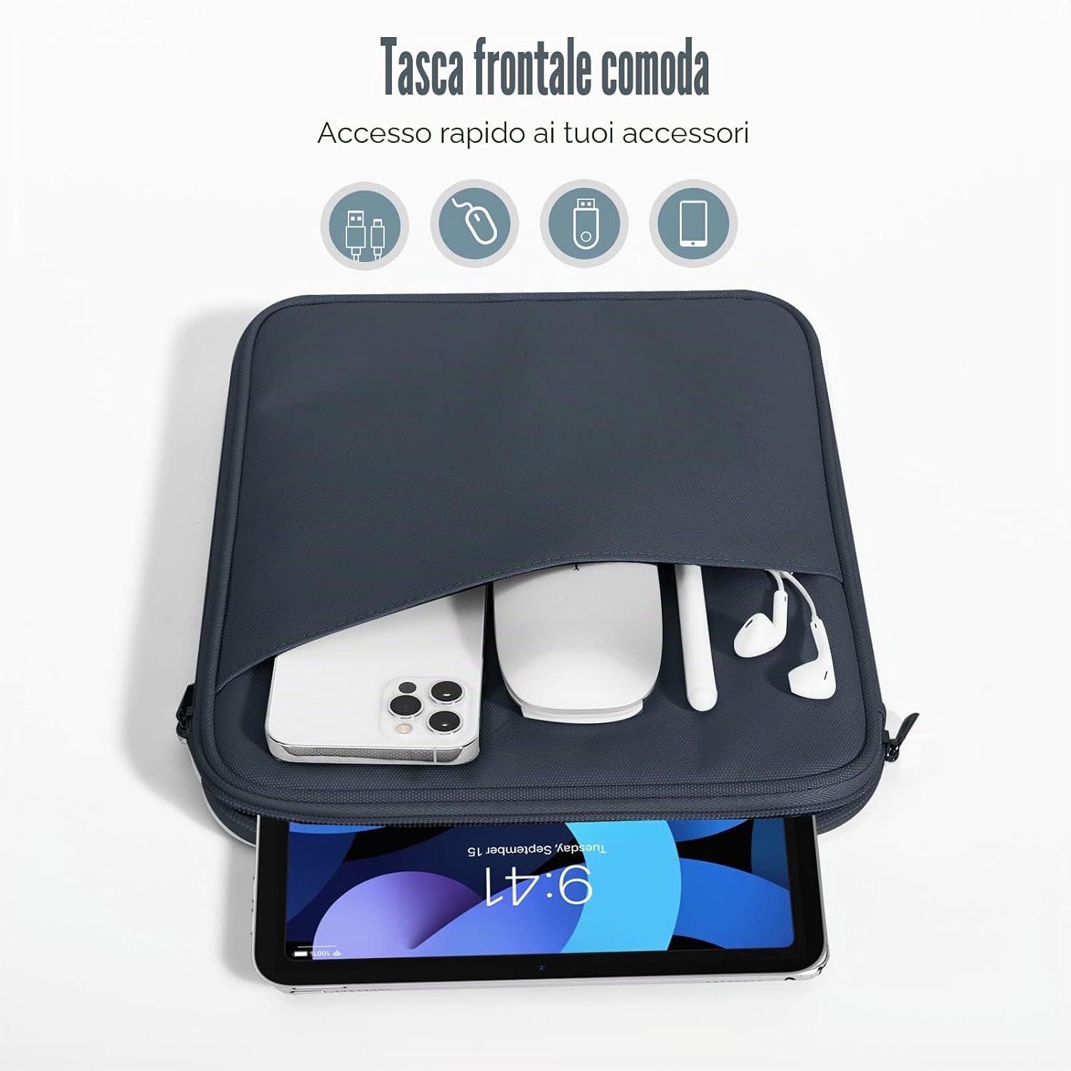 Detalle de TiMOVO 9-11" Custodia per Tablet: protezione e organizzazione per iPad 11" A16 2025 e altri 9-11