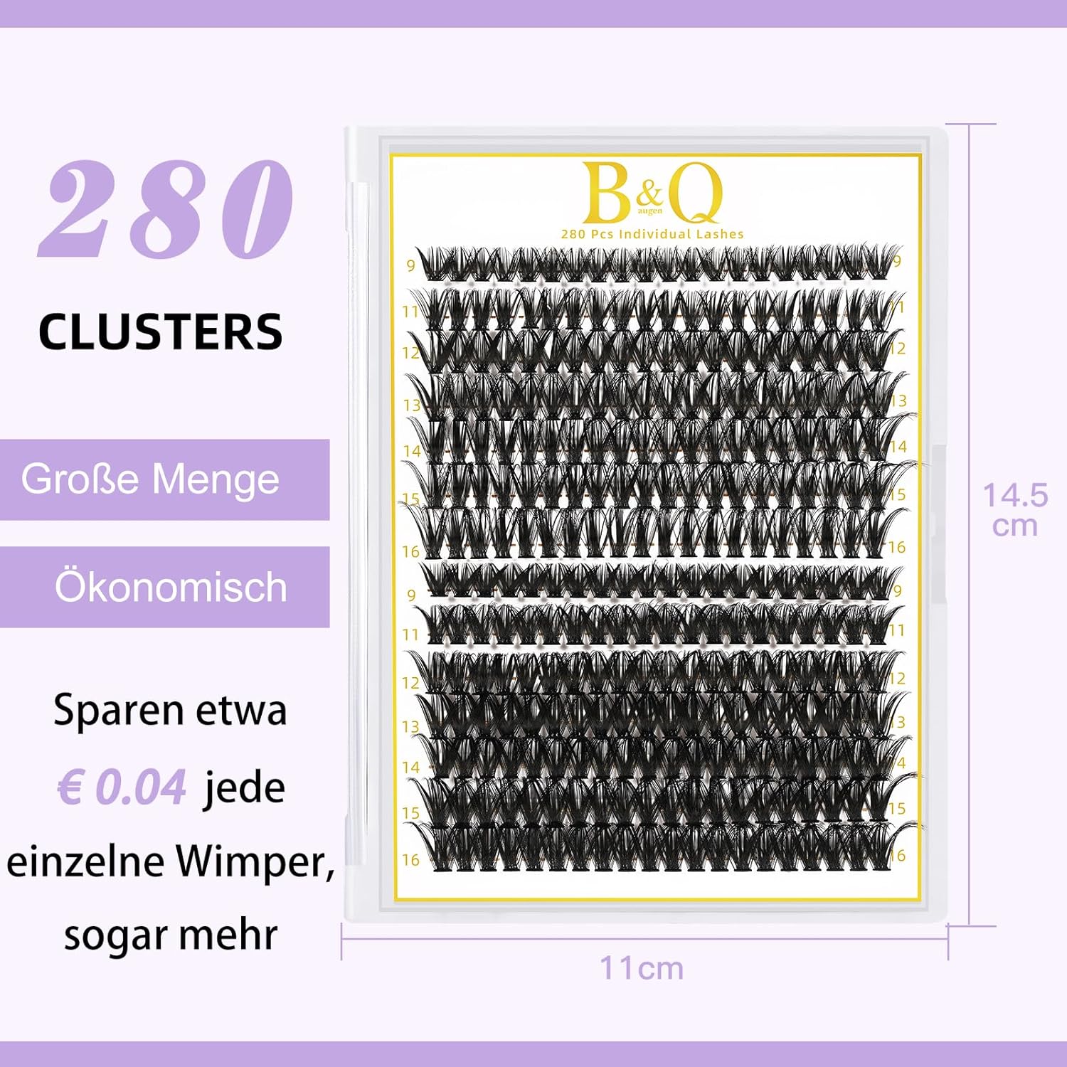 Thumbnail 1 de B&Q Einzelne Wimpern – 280 Stück 40D+50D Mix für DIY Wimpernverlängerung (8–16 Mix)