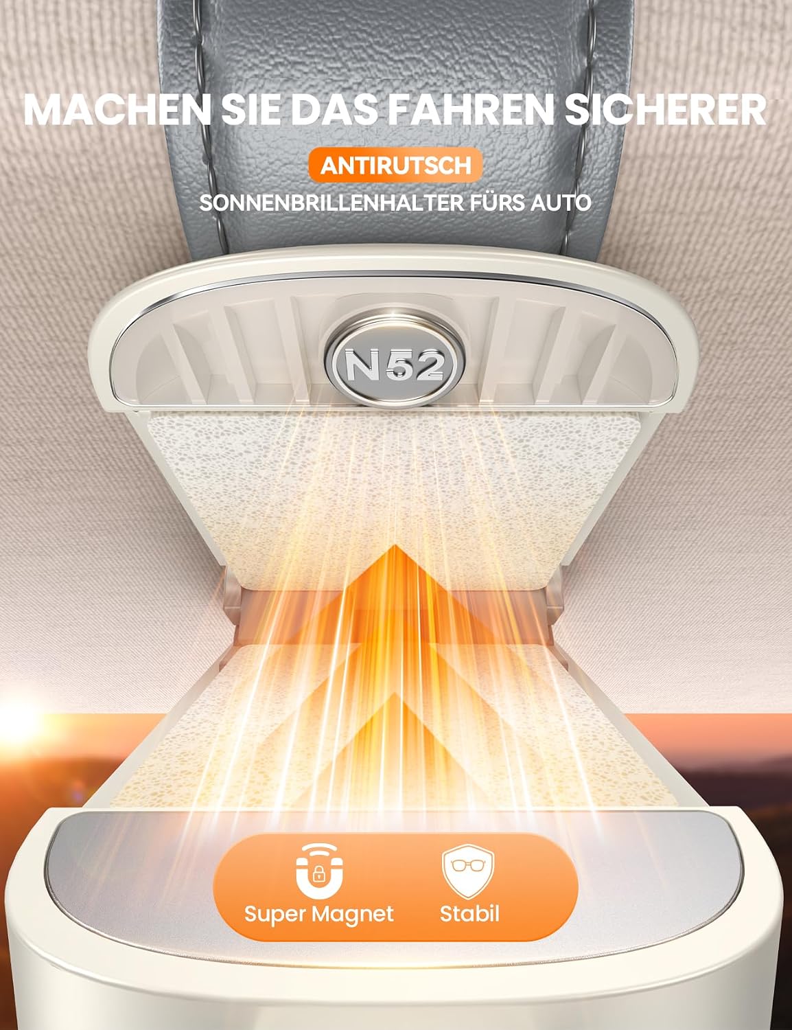 Detalle 2 de JOYROOM 2026 Brillenhalter für Auto Sonnenblende – Magnetischer Lederhalter mit Universalpassform