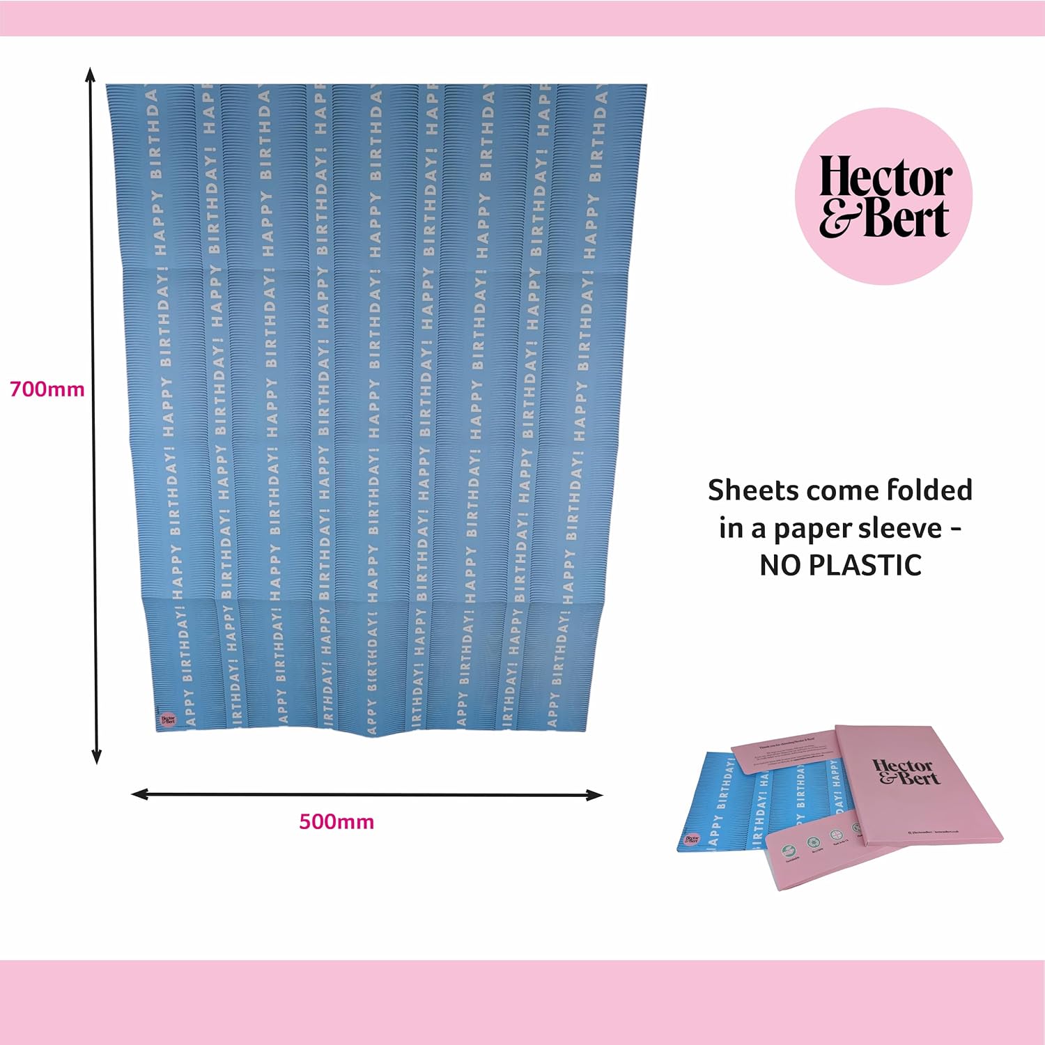 Detalle de Sky Blue Wrapping Paper Sheets x 5 with Tags