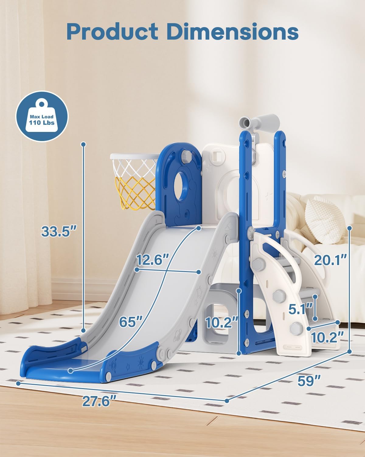 Thumbnail 6 de Babytronic 6-in-1 Toddler Slide: Indoor/Outdoor Climber with Basketball Hoop and Telescope