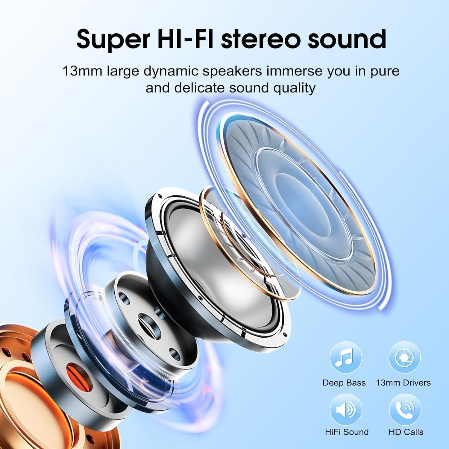 Detalle de Csasan Wireless Earbuds (J90 Pro) with Bluetooth 5.3 – 40h, IPX7, ENC Mics, LED Display