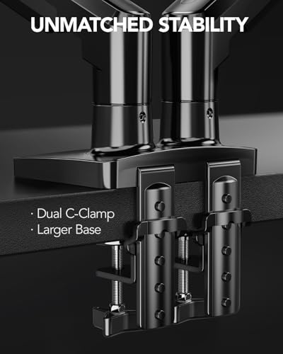 Detalle de HUANUO FlowLift Dual Monitor Stand — Fully Adjustable Dual Arm Desk Mount for 13–32" Screens