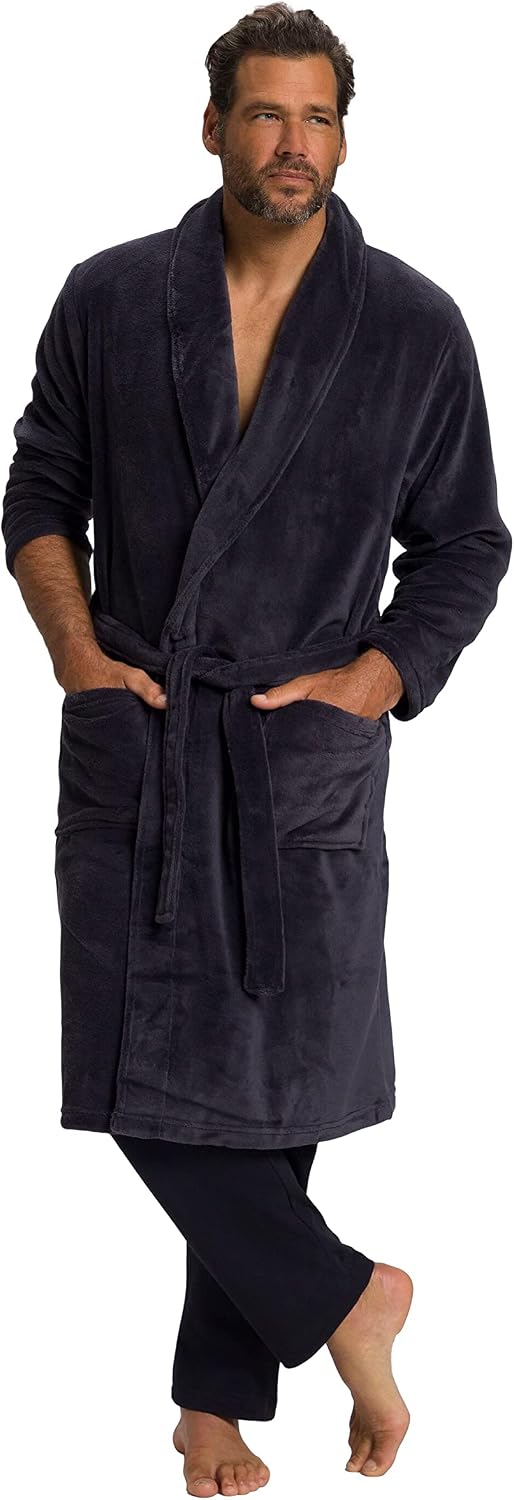 Detalle 2 de JP 1880 Peignoir pour hommes grandes tailles L-8XL en tissu éponge, col châle — Collection Homewear