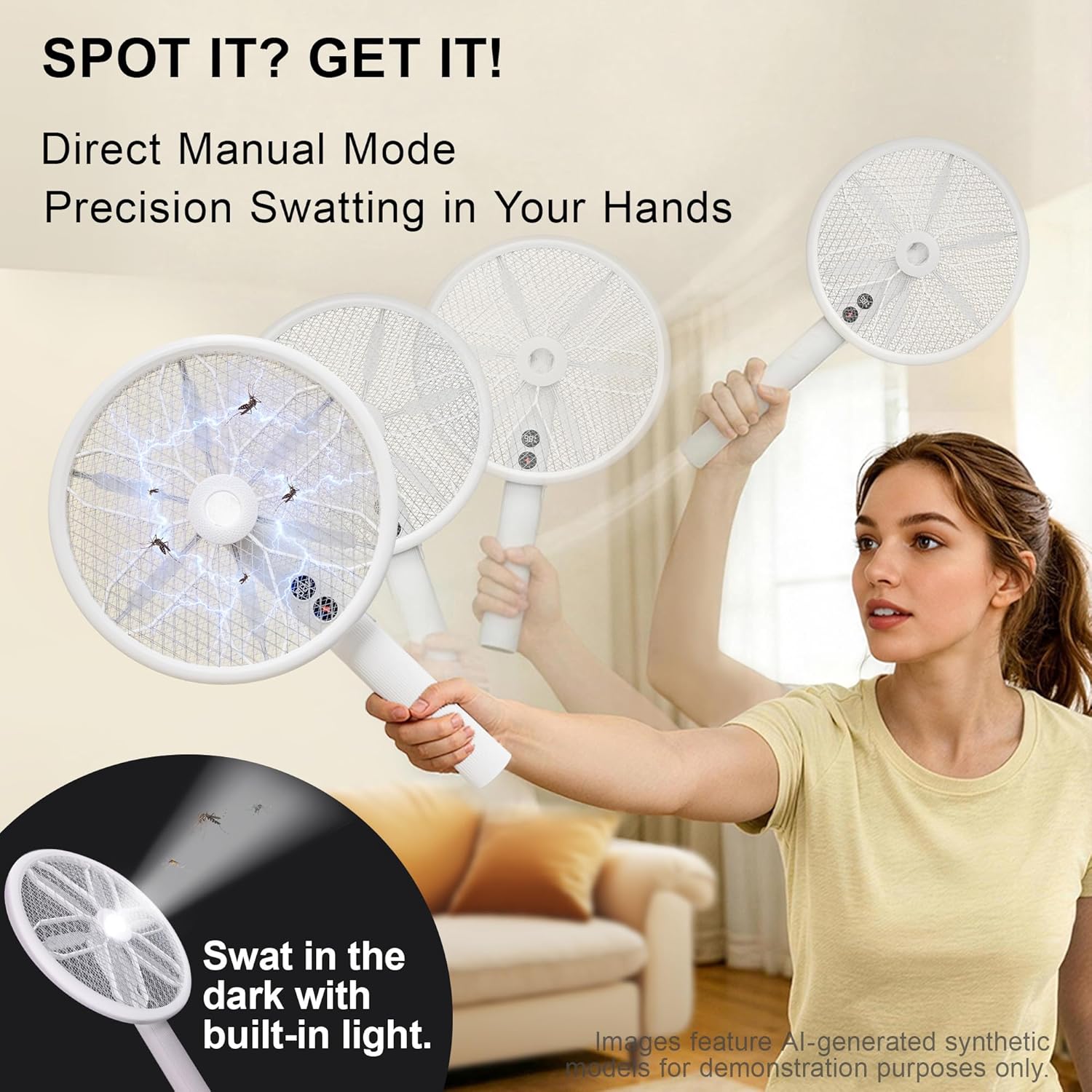 Thumbnail 1 de WowCatch Rotating Head Electric Fly Zapper with Telescopic Handle (16"–40") and 4000V