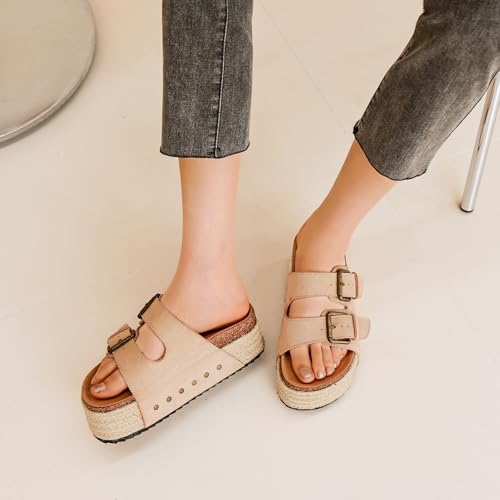 Thumbnail 6 de Zaxunai Sandalias Mujer con Doble Hebilla y Plataforma de Corcho – Zuecos Mules de Verano