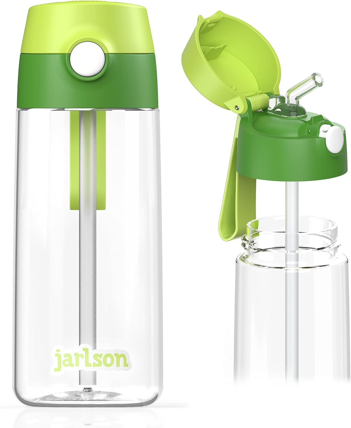 Detalle de JARLSON Borraccia Bambini EMI 500ML – Borracce Antigoccia con Cannuccia, Lavabile in Lavastoviglie, Senza BPA e ftalati (Verde)
