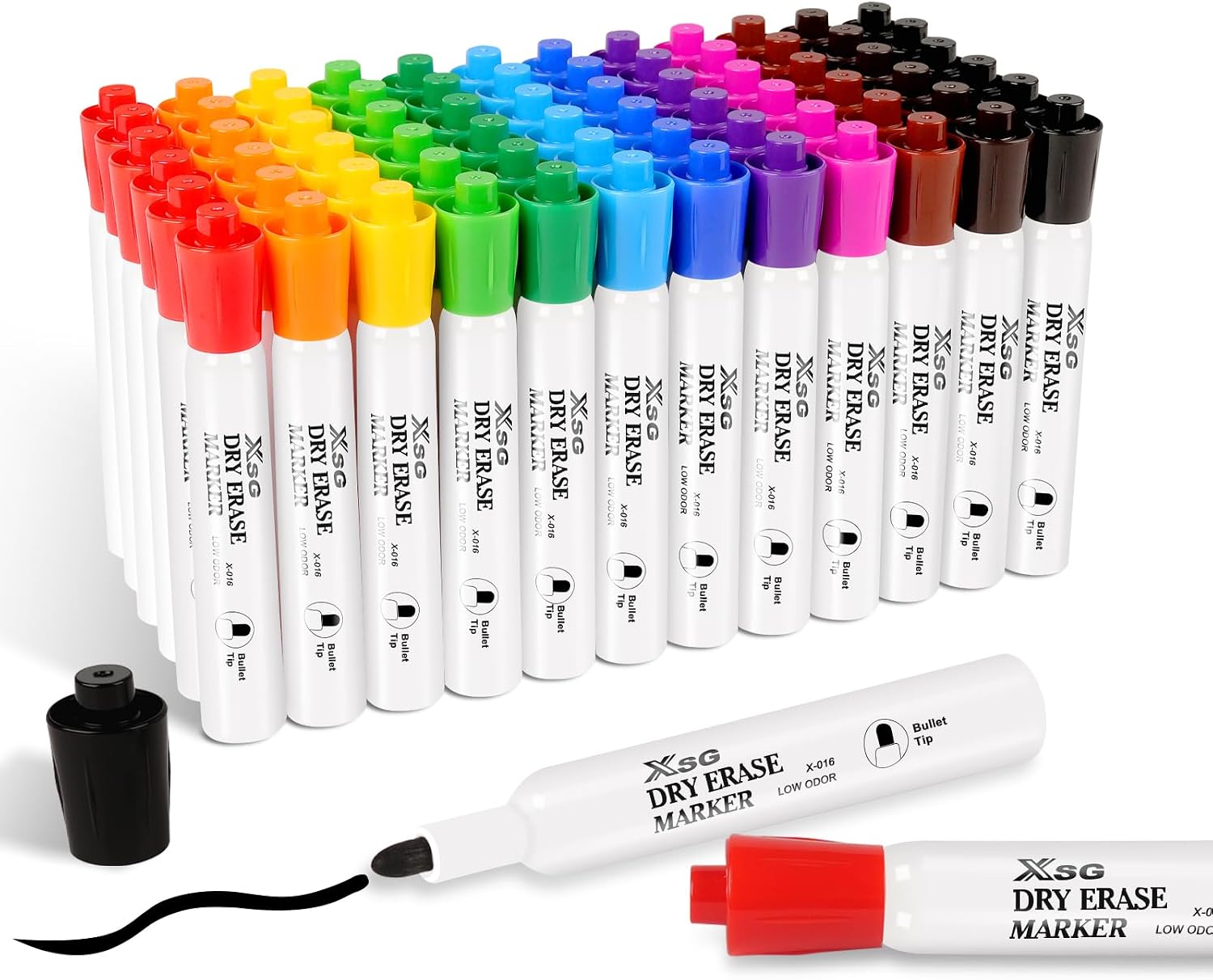 Detalle de colpart Whiteboard-Marker, 72er Pack (Schwarz, feine Spitze) – abwischbar für Schule, Büro & Zuhause