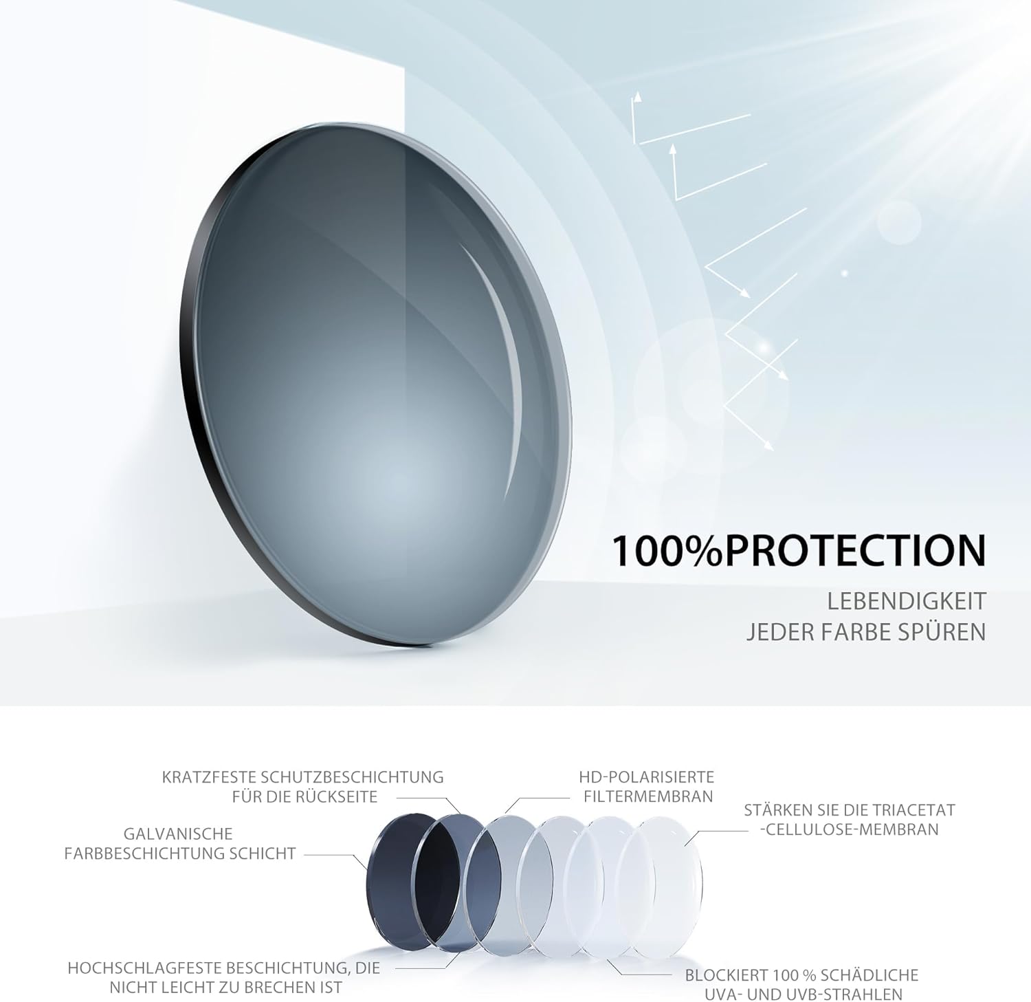 Thumbnail 6 de Occhsouo Polarisiert Sonnenbrille – UV400 Schutz, TR90 Leichtgewicht, CAT 3, Schwarz