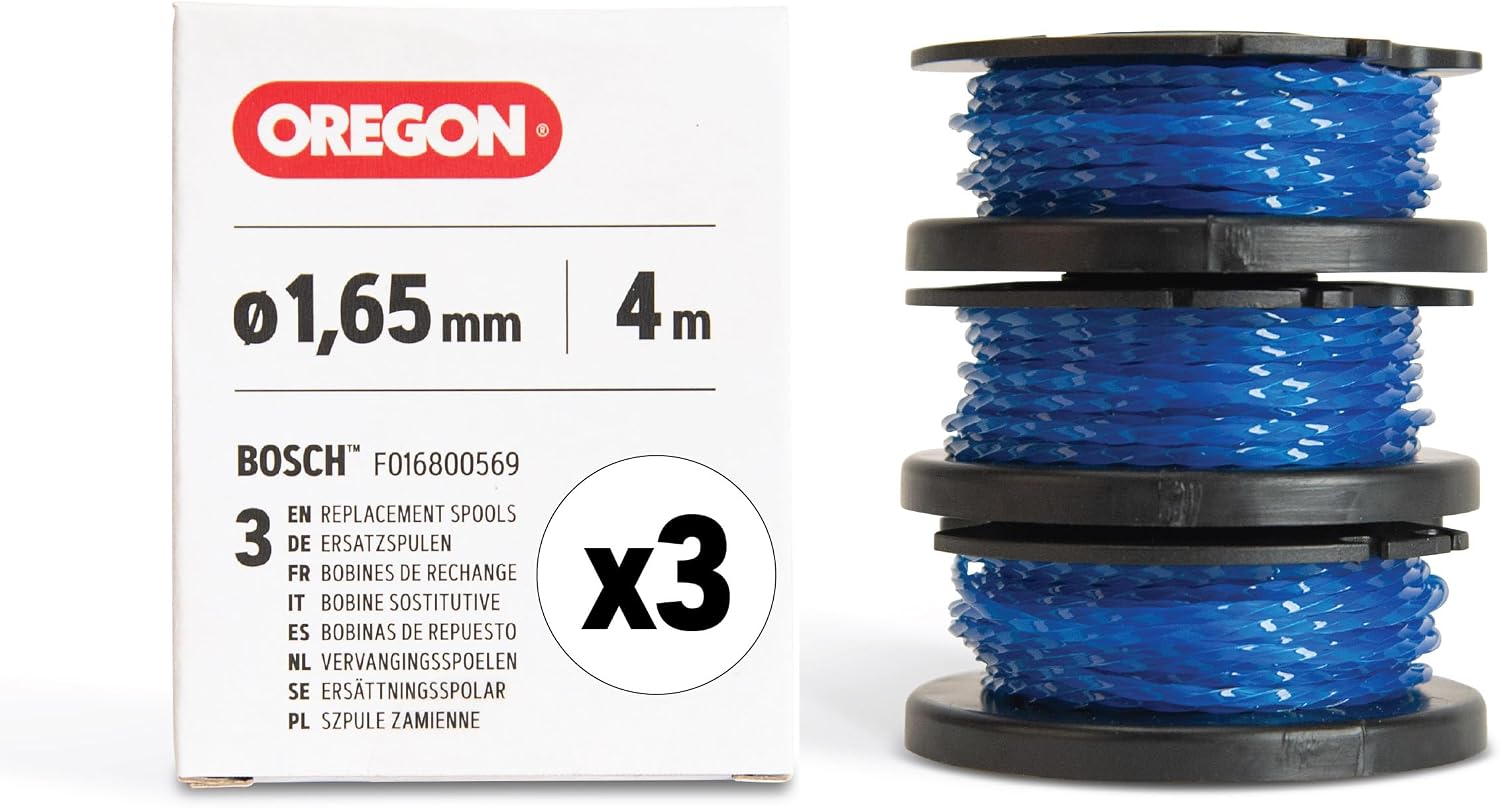 Detalle de Oregon 3-Pack Replacement Bosch Strimmer Spool & Line for EasyGrassCut – 1.65mm Gatorline Square Twist