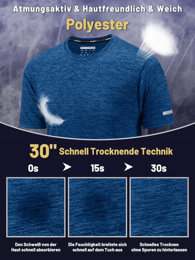 Thumbnail 2 de KEFITEVD Funktionsshirt Herren – Schnelltrocknend, Atmungsaktiv und Reflektierende Streifen