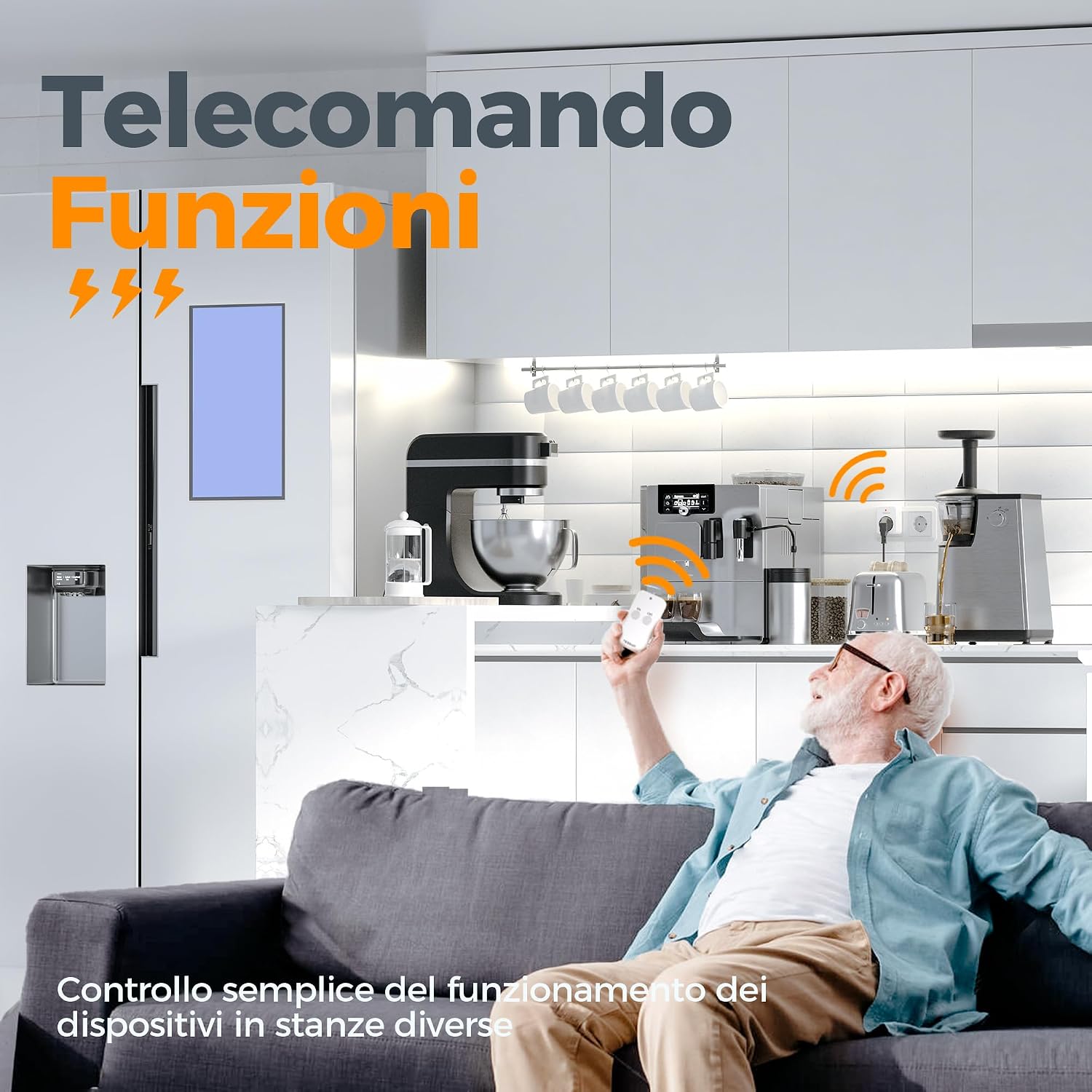 Detalle de Presa con telecomando TESSAN 3600W 30,5 m – Spina multipresa wireless con interruttore