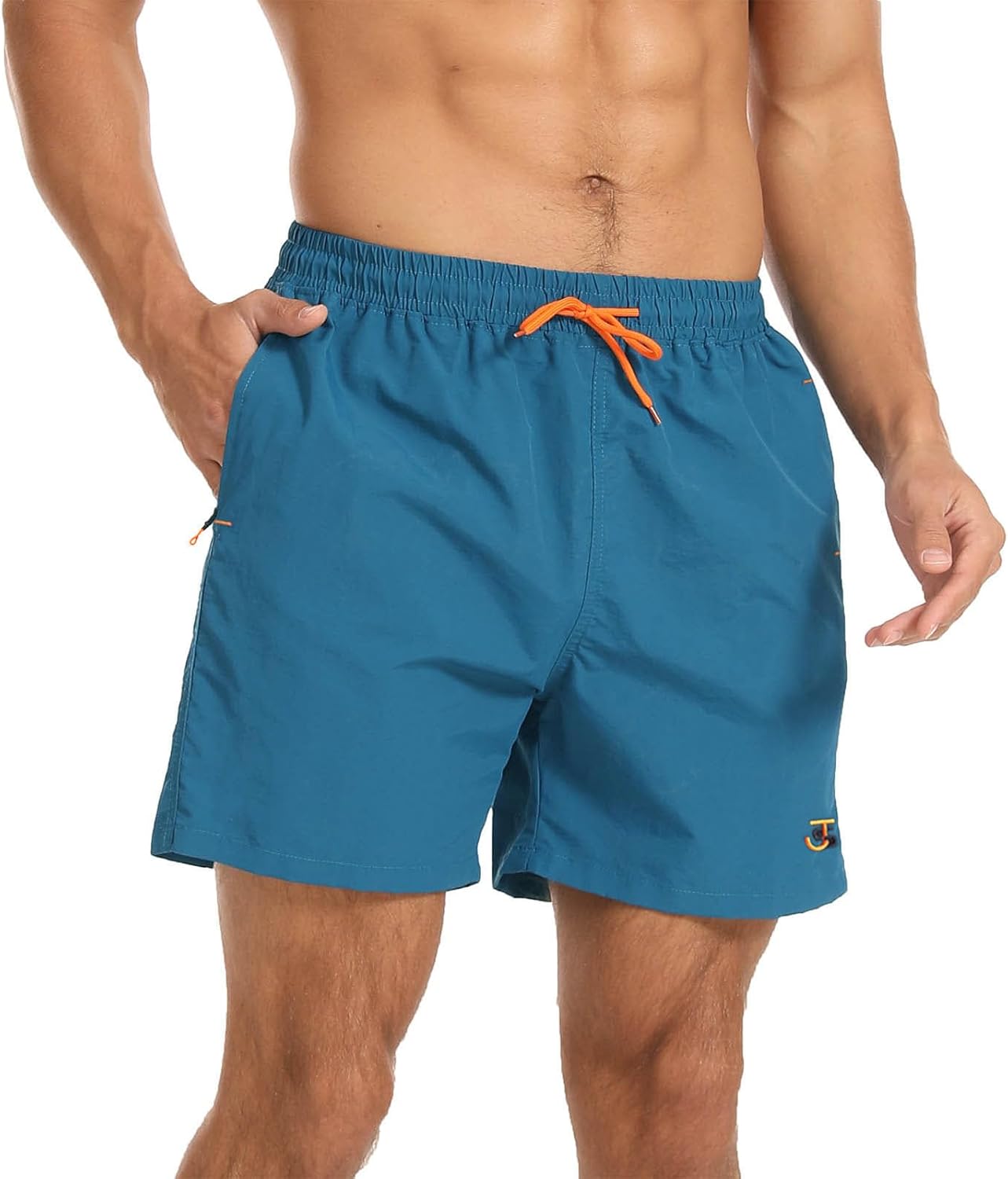 Detalle 2 de JustSun Men's Swim Shorts with Zip Pockets and Mesh Lining