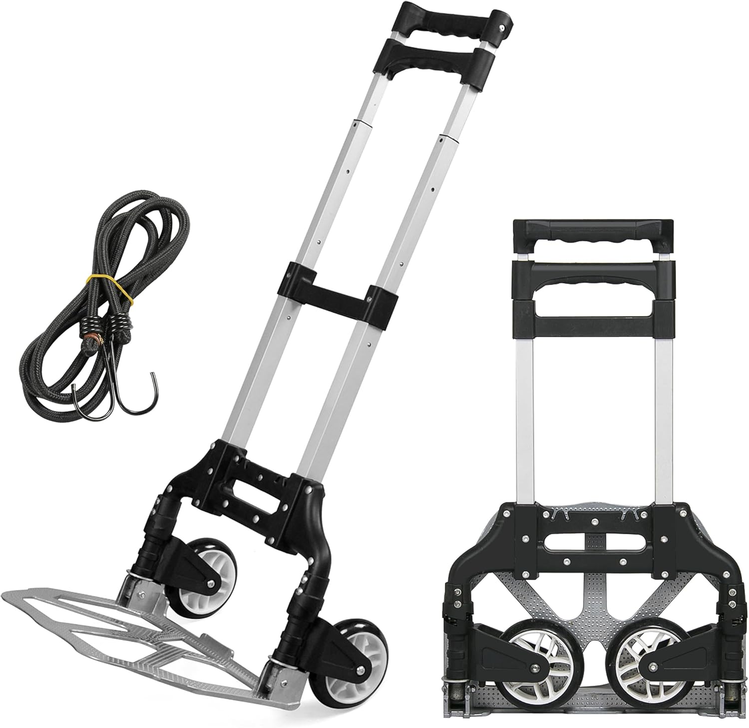 Yaheetech Heavy Duty Folding Sack Trolley in Aluminium (75kg load) – Black