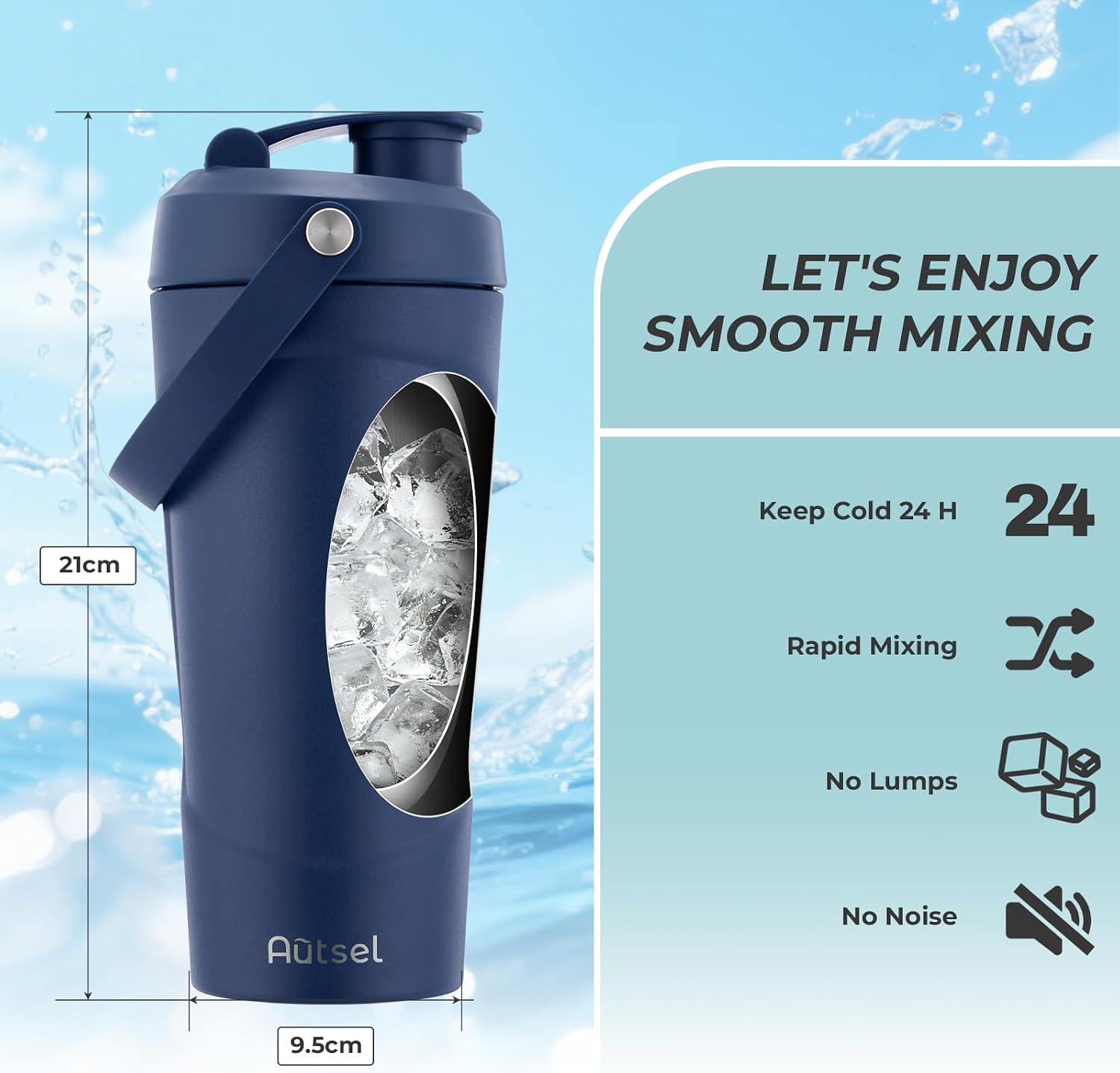 Thumbnail 3 de Autsel Protein Shaker - 750ml Stainless Steel Shaker Bottle