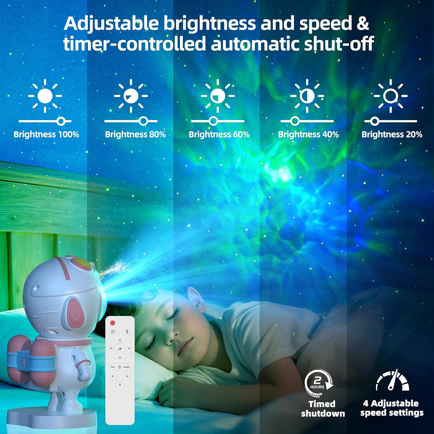 Detalle de Astronaut Galaxy Projector 360° adjustable