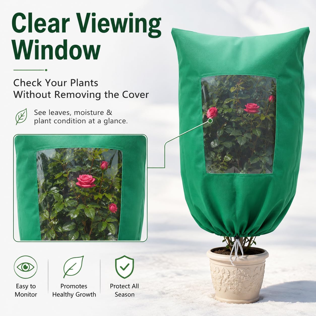 Detalle 2 de HEKIWAY FHT01 Plant Covers, 2-Pack with Clear Window and Zipper