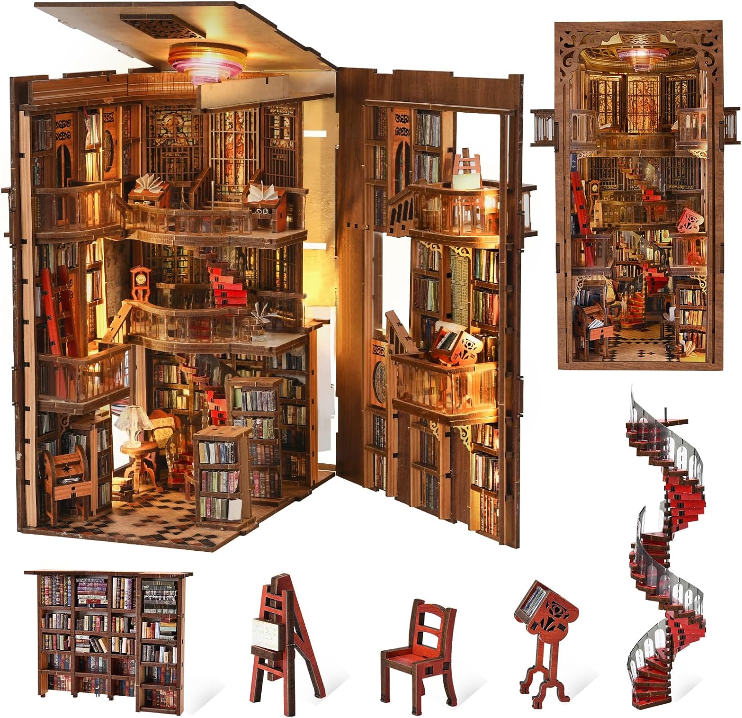 MiniCity Book Nook Kit DIY miniature dollhouse book nook (Abbey Library)