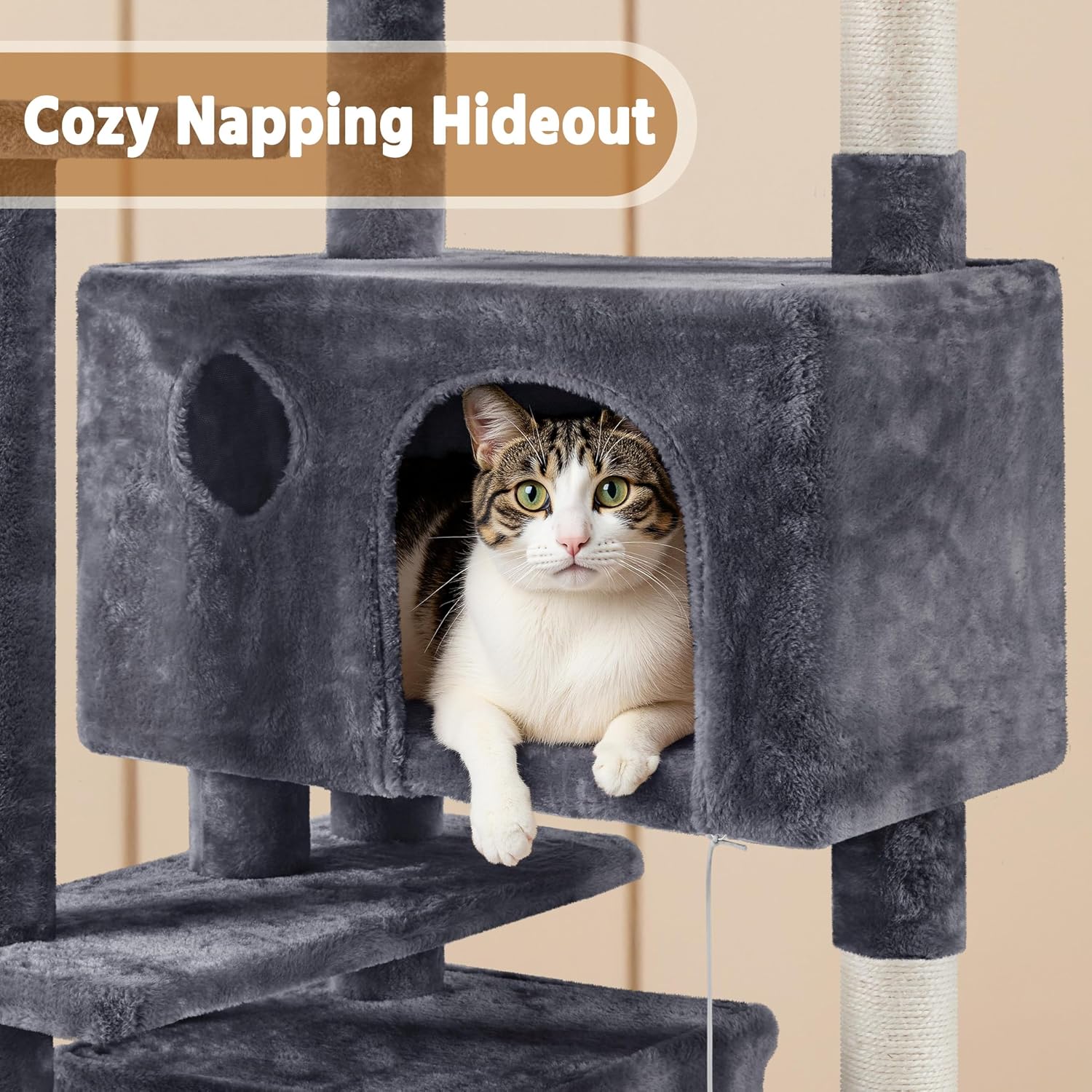 Detalle 1 de Yaheetech 62in Cat Tree with 2 Condos, Sisal Posts and 7 Levels