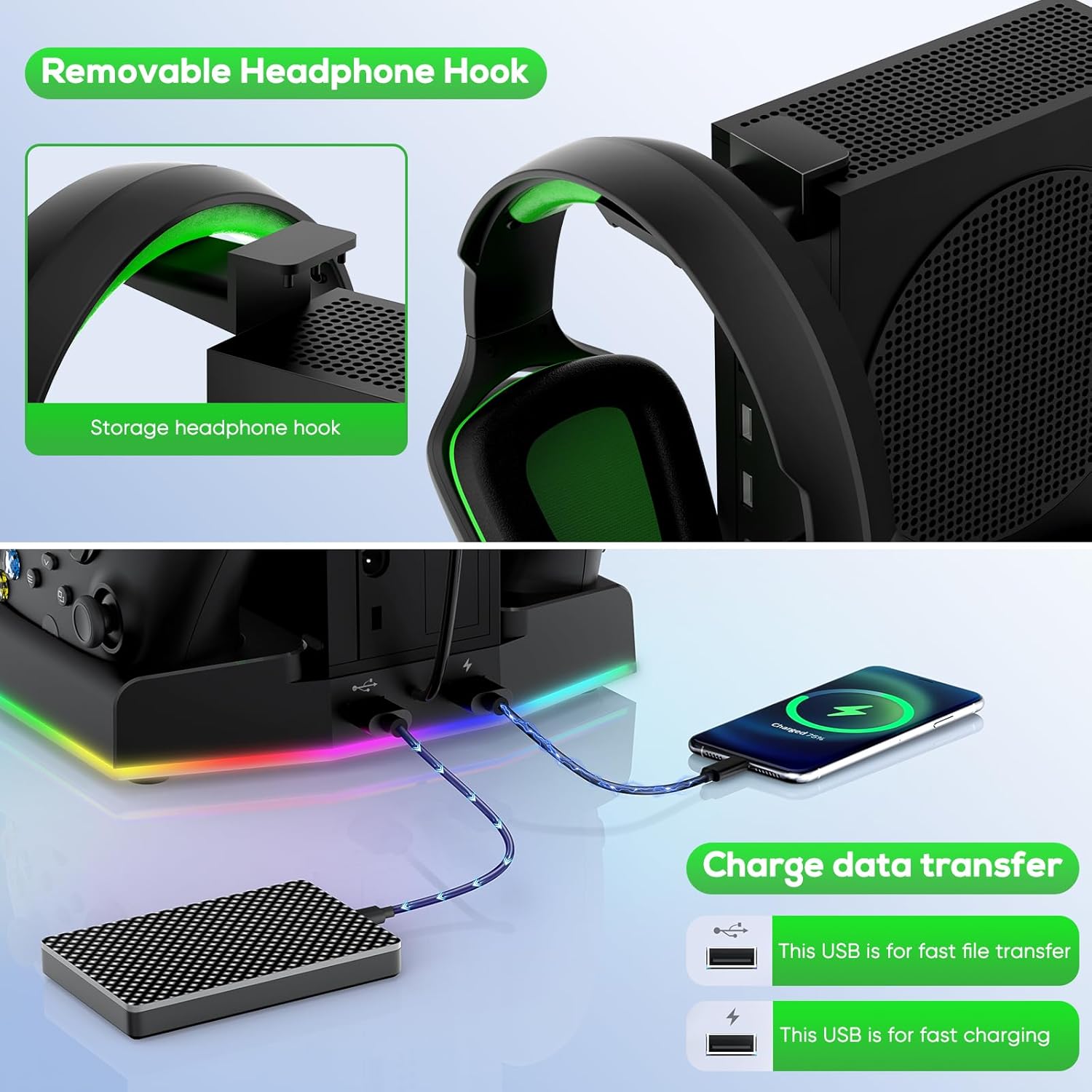 Detalle de FYOUNG Cooling Stand & Charger Station for Xbox Series S