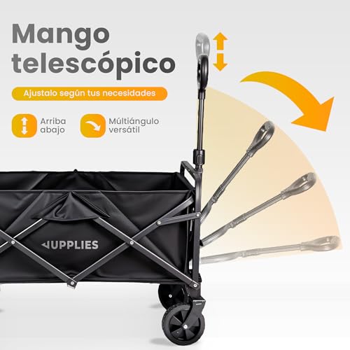 Thumbnail 3 de JUPPLIES Carro plegable con ruedas grandes Todoterreno (hasta 75 kg) para playa, jardín y supermercado