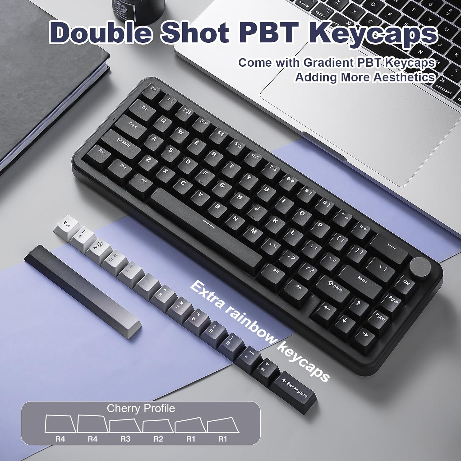 Detalle 2 de YUNZII B68 Wireless Mechanical Keyboard — Tri-Mode, Hot-Swappable, Gasket Mounted with RGB and NKRO