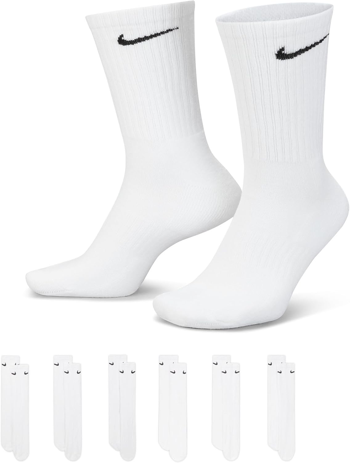 Imagen de Nike Men's Everyday Cushion Crew Training Socks 6 Pair – White/Black, Size L (UK) en OfertitasTOP