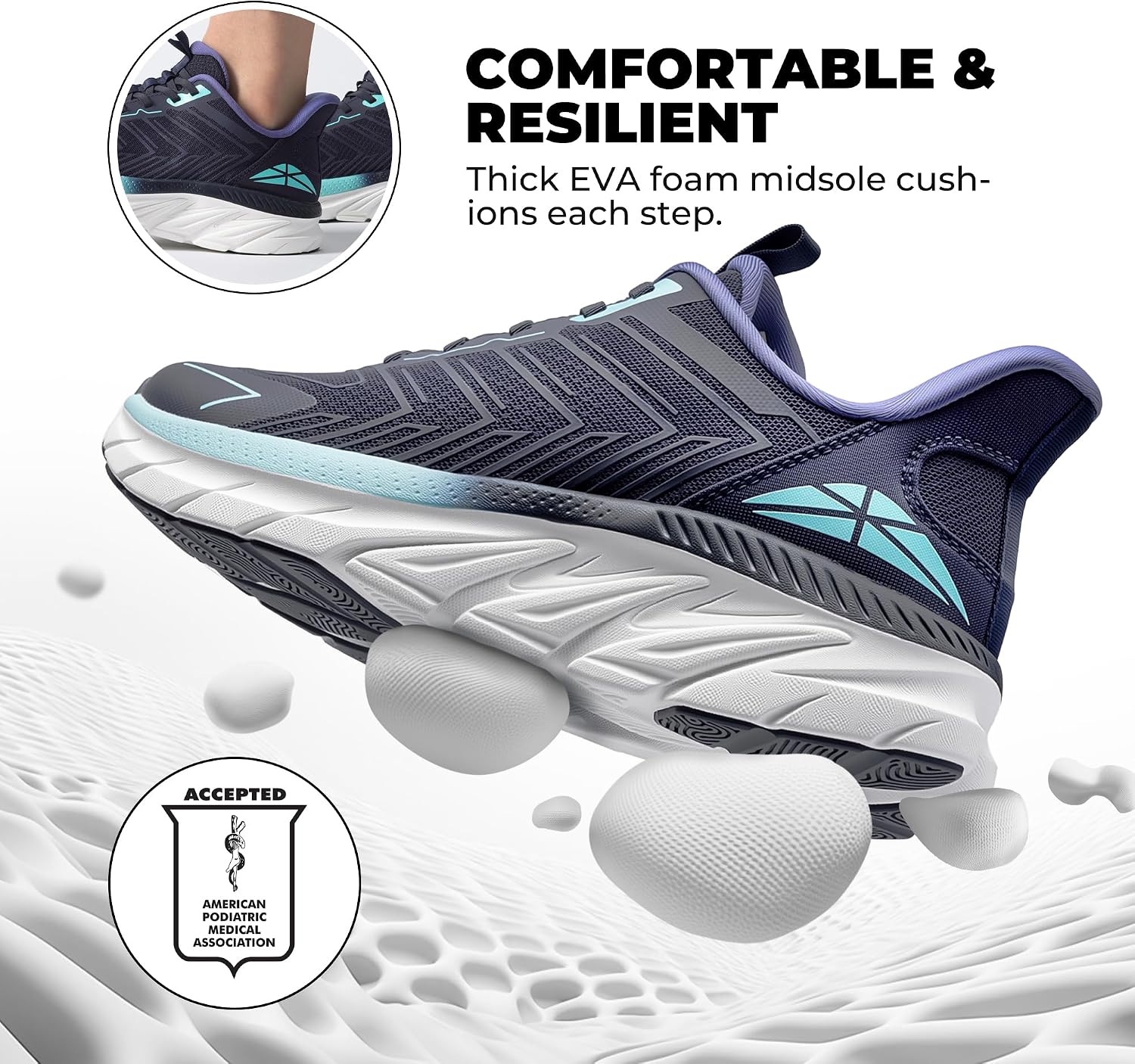 Thumbnail 2 de ALLSWIFIT Slip-On Athletic Sneakers for Women (No-Tie, Breathable, Non-Slip)