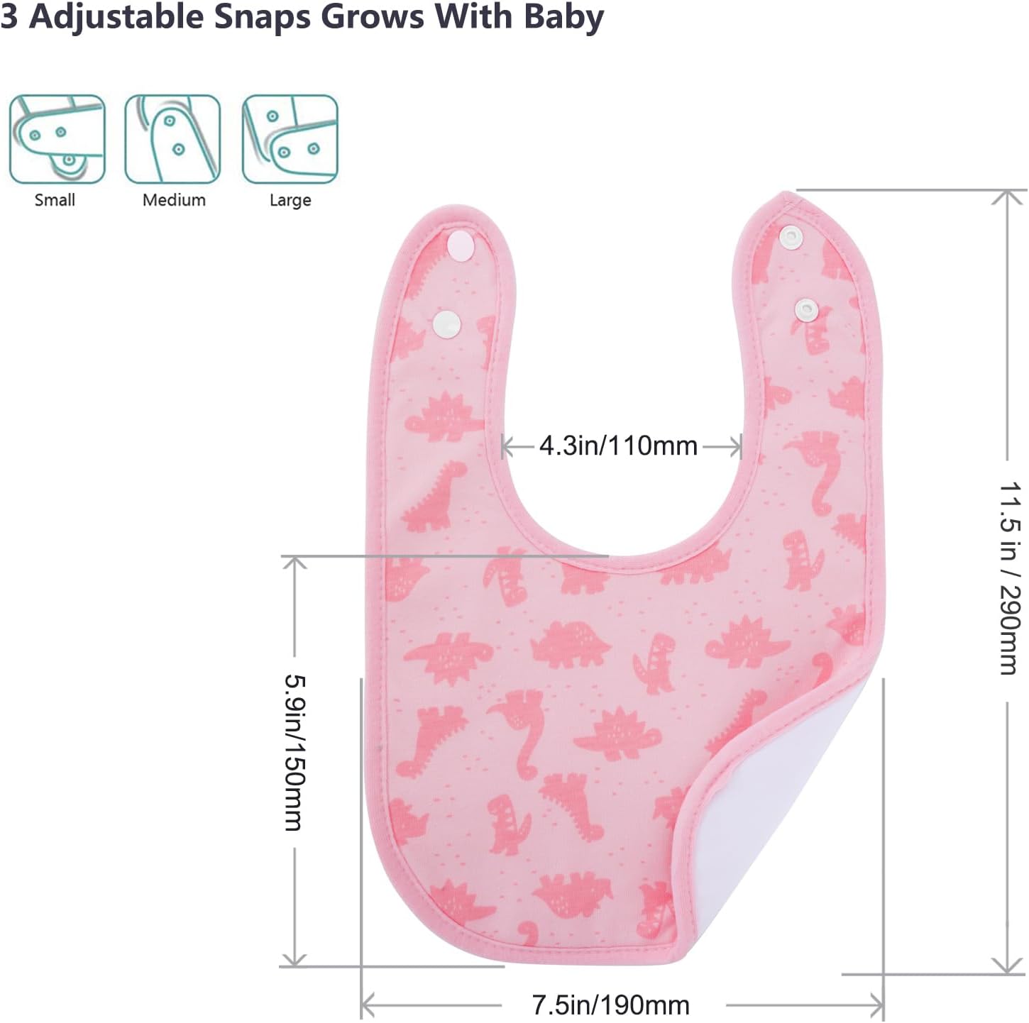 Thumbnail 2 de Hakochia Waterproof Baby Bibs (4-layer cotton) for Newborns, 0–12 Months, 10-pack with adjustable snaps