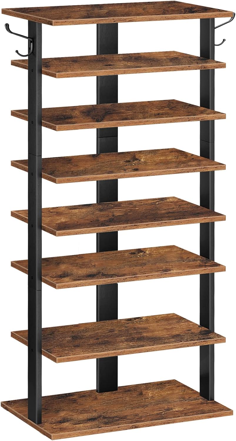 Detalle de HOOBRO 8-tier Shoe Rack Wooden Tall Storage