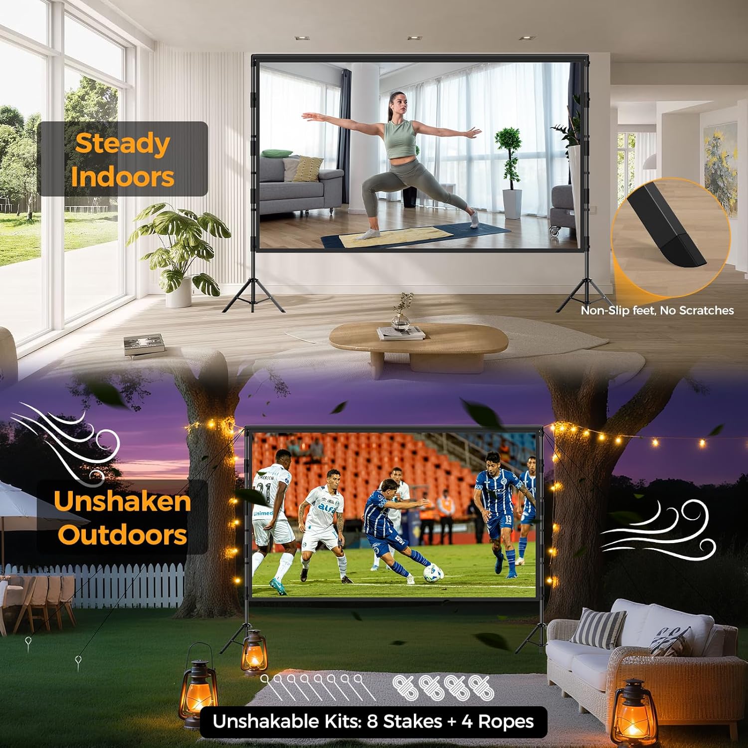 Thumbnail 5 de VOOPVOR 120-Inch Outdoor Projector Screen with Stand: Portable, Wrinkle-Free 16:9 Display for Indoor/Outdoor Movie Nights