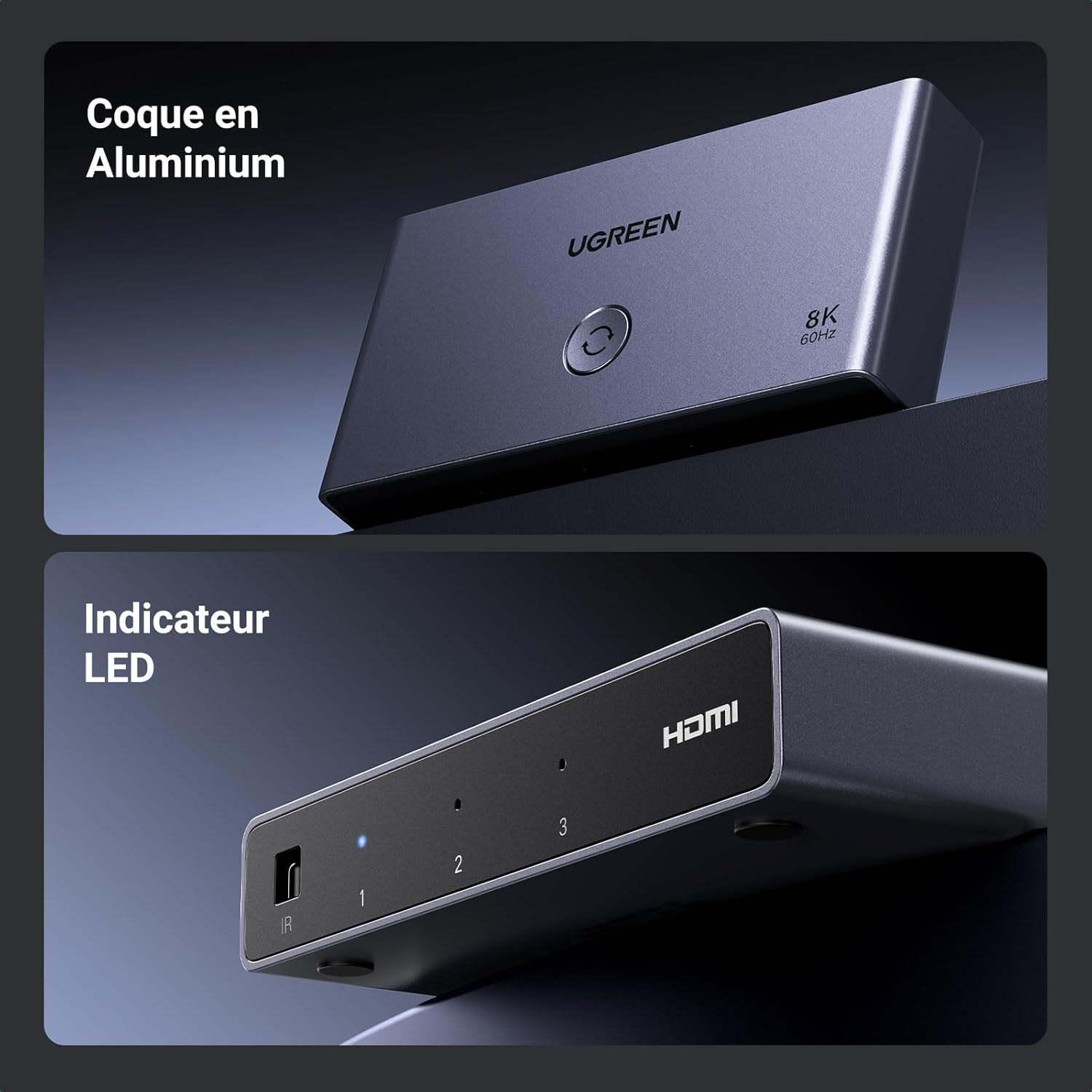 Thumbnail 4 de UGREEN Switch HDMI 2.1 8K 60 Hz (3 entrées / 1 sortie) avec télécommande IR