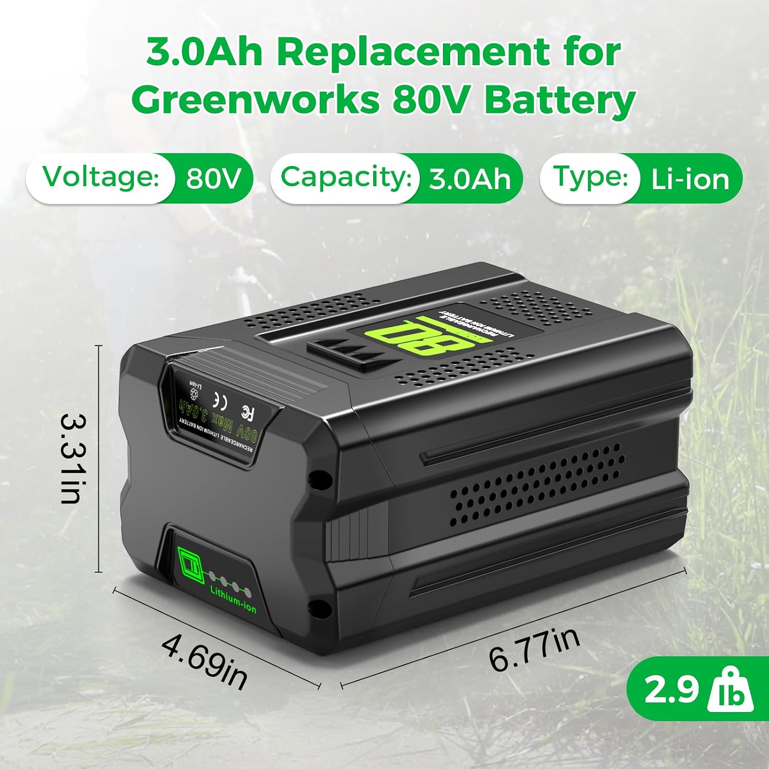 Detalle de Bslite 80V replacement battery, 3.0Ah