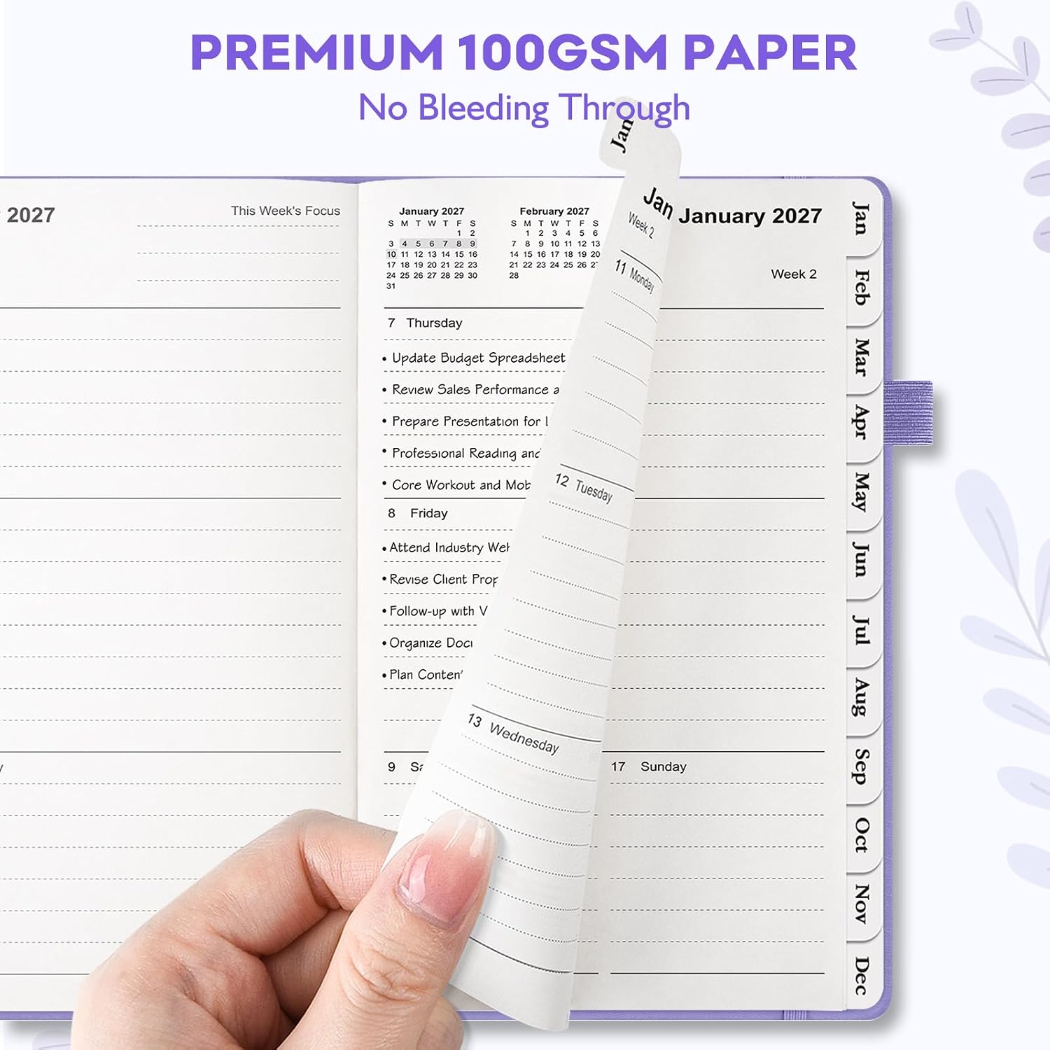 Thumbnail 3 de OMEYA 2027 A6 Weekly and Monthly Planner, Purple, 100gsm Paper