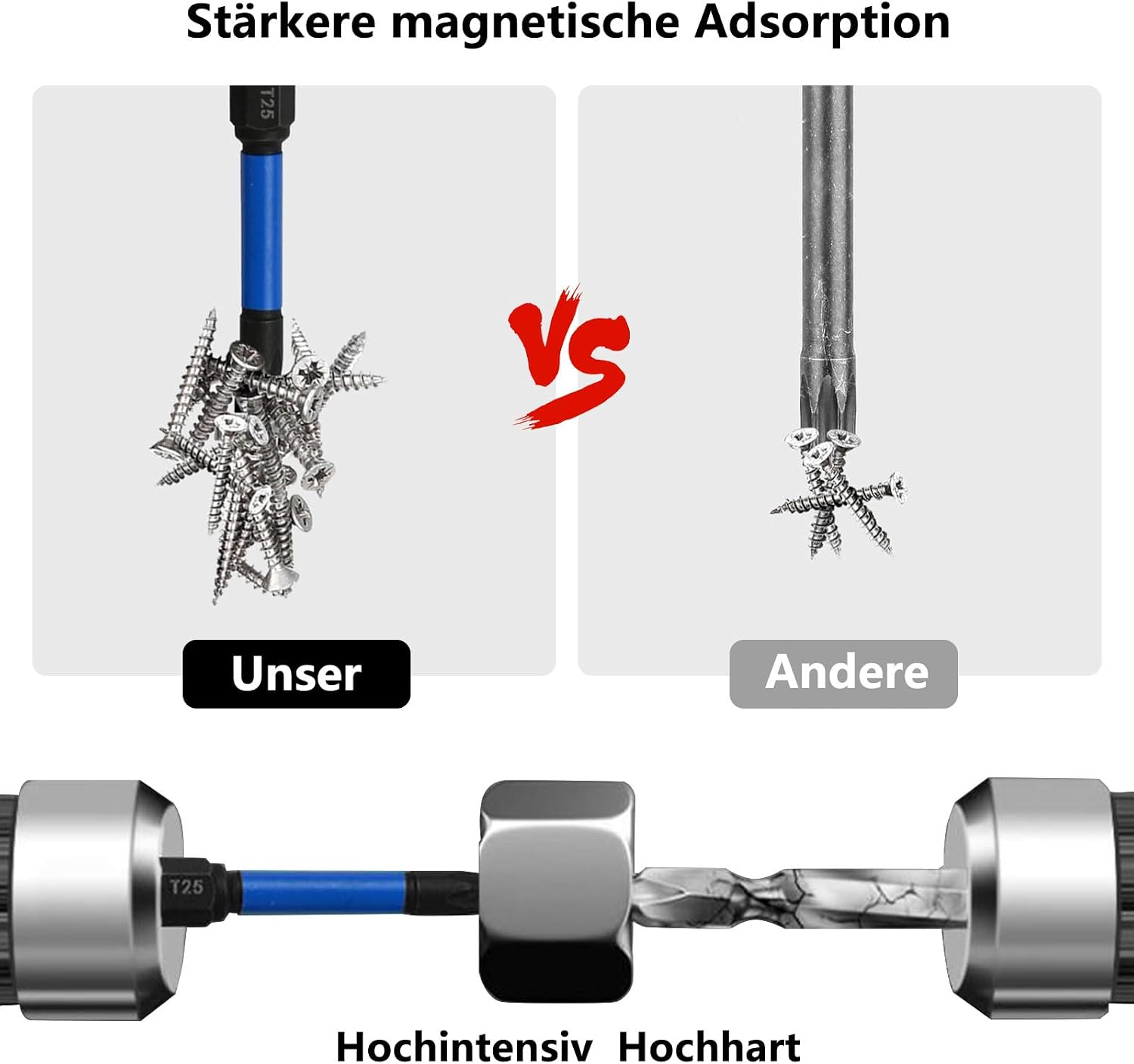 Detalle de HAFRILY Torx Bit Set 50 mm mit 1/4" Sechskantschaft – S2-Stahl, magnetisch