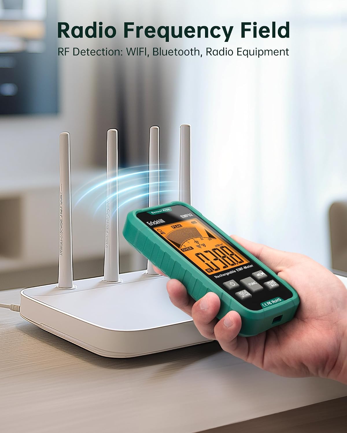 Detalle de ERICKHILL EMF Meter: 3-in-1 Portable EMF Reader for EF, MF & RF