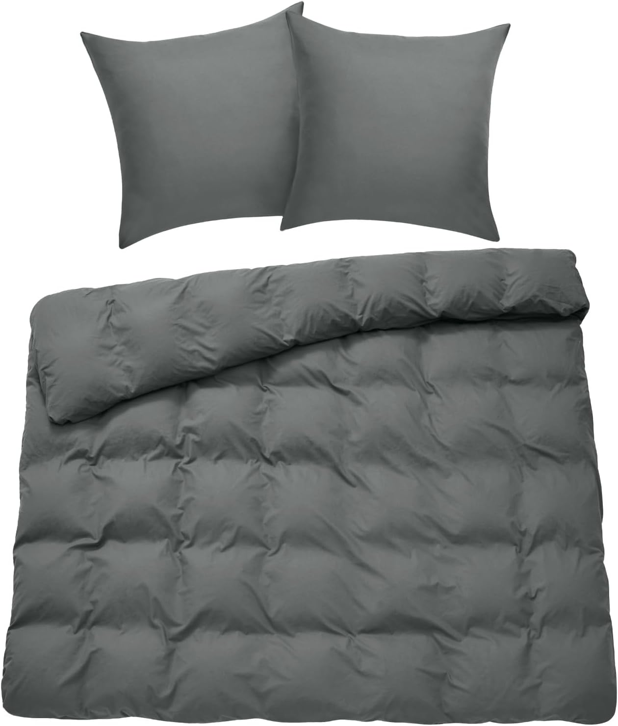 Thumbnail 6 de BEDELITE Bettwäsche 3-teiliges Set 200x220 cm aus Baumwolle – Grau/Anthrazit, Reißverschlüsse